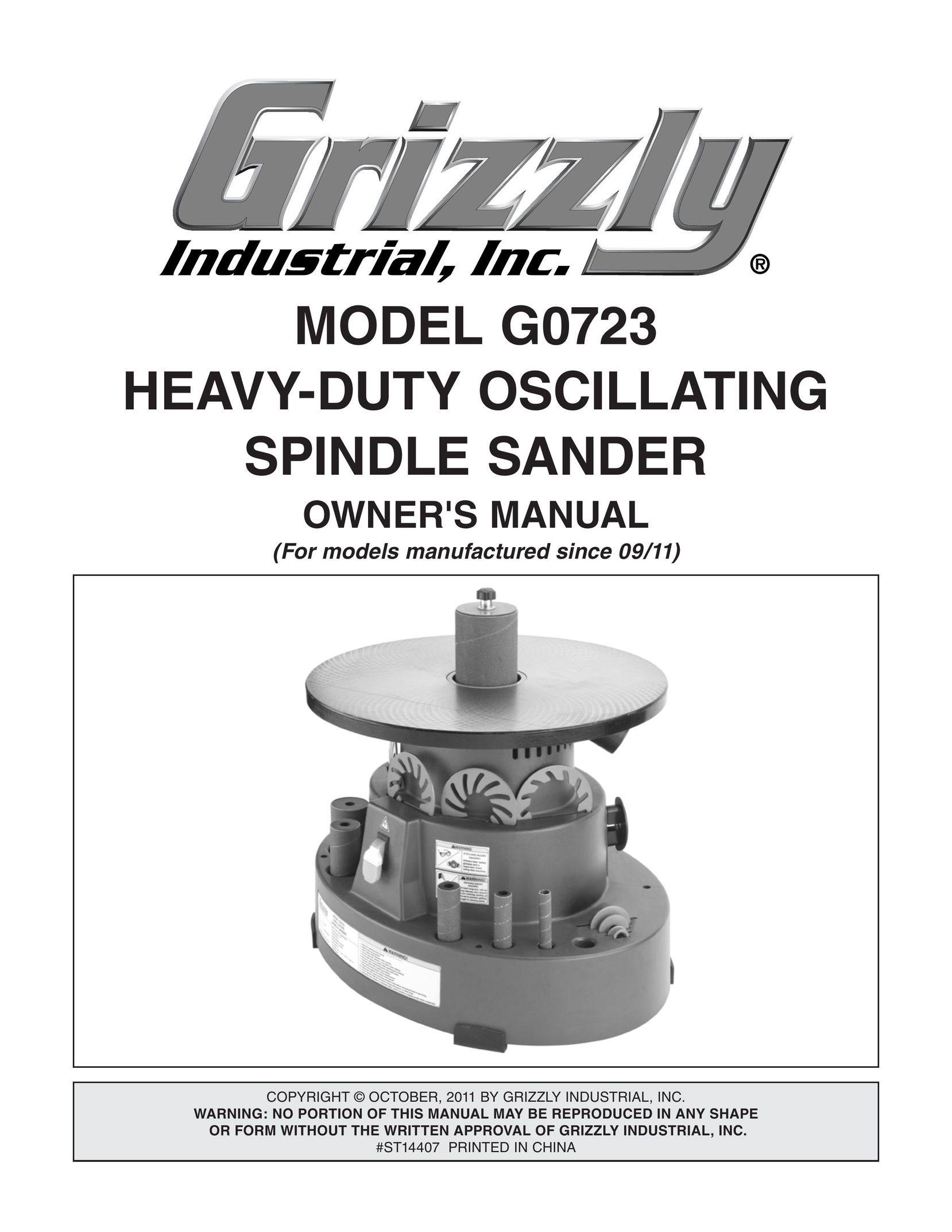Grizzly G0723 Sander User Manual