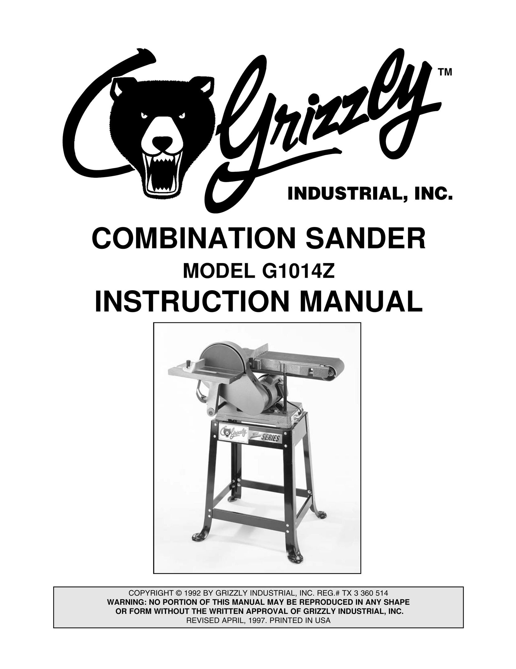 Grizzly G1014Z Sander User Manual