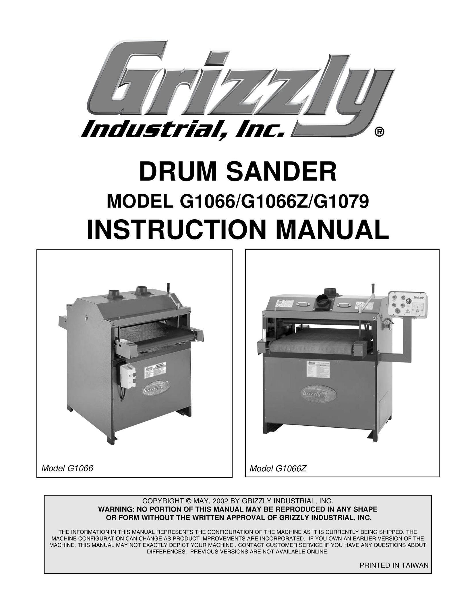Grizzly G1079 Sander User Manual