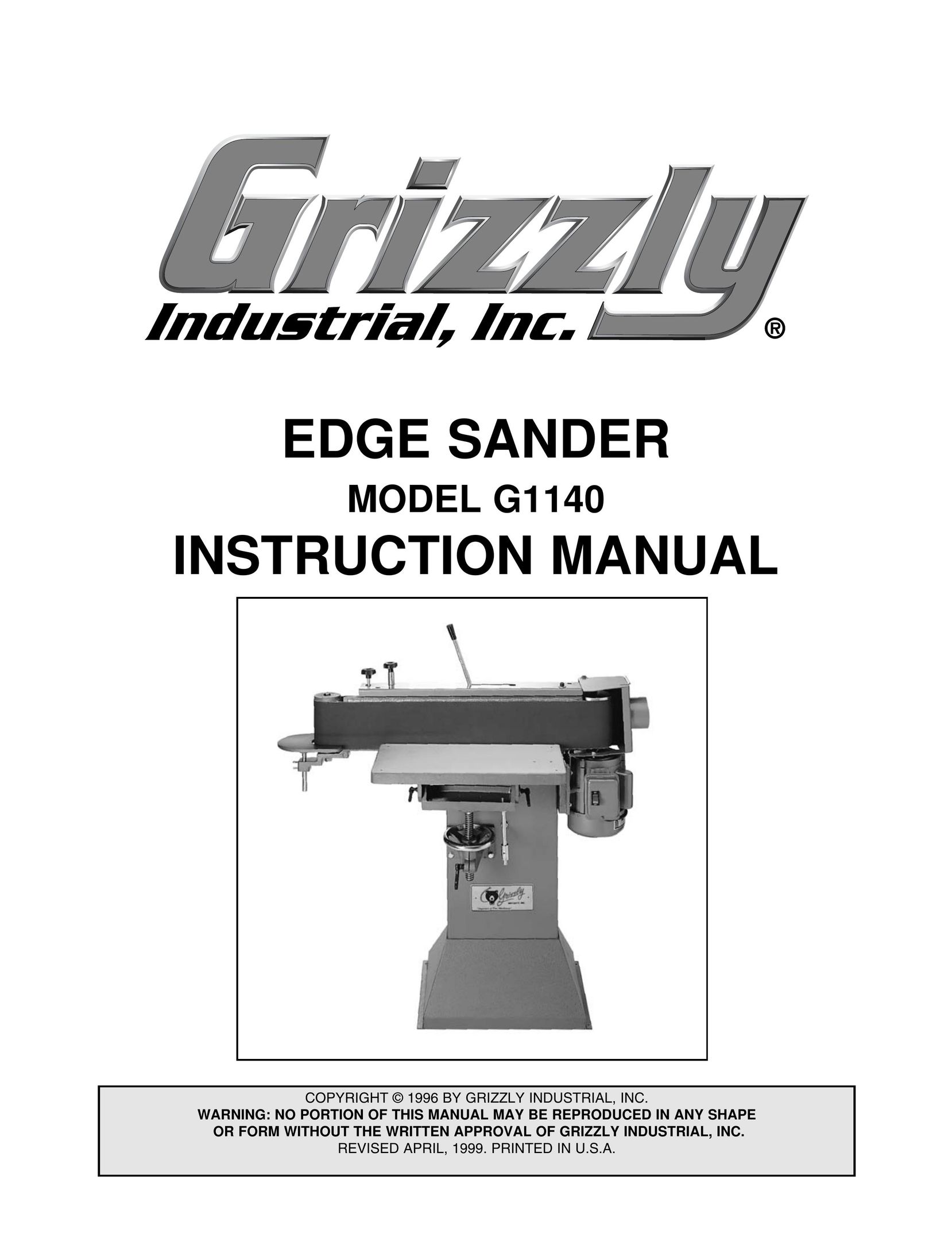 Grizzly G1140 Sander User Manual