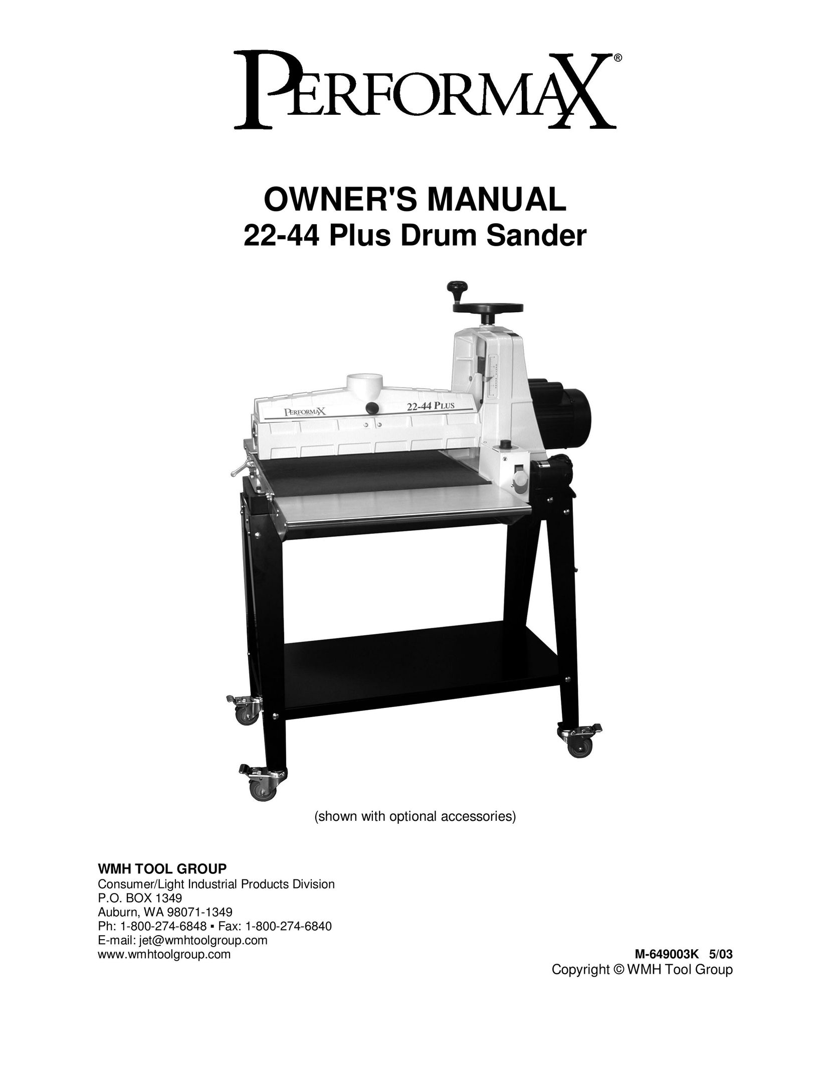 Jet Tools 22-44 Plus Sander User Manual