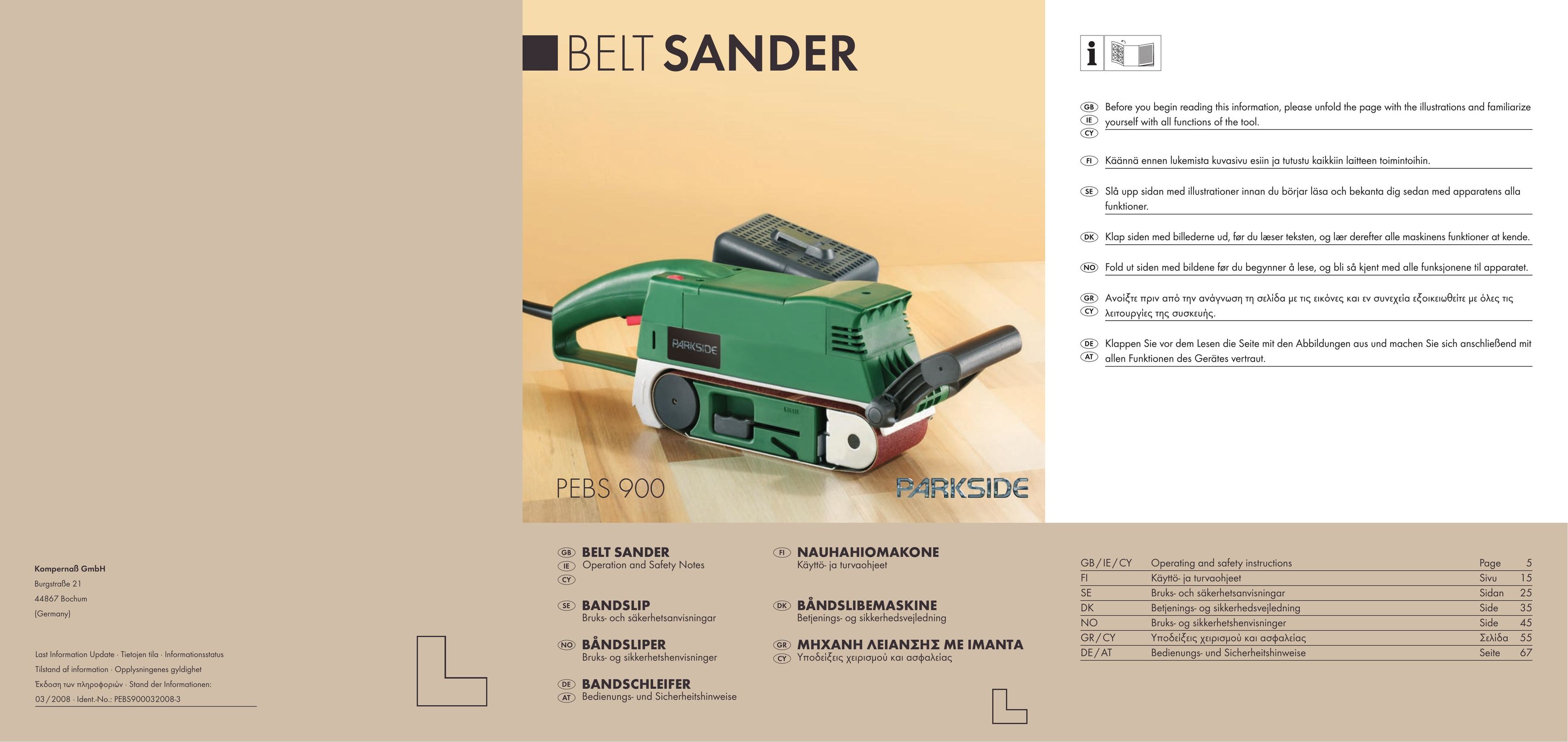 Kompernass PEBS 900 Sander User Manual
