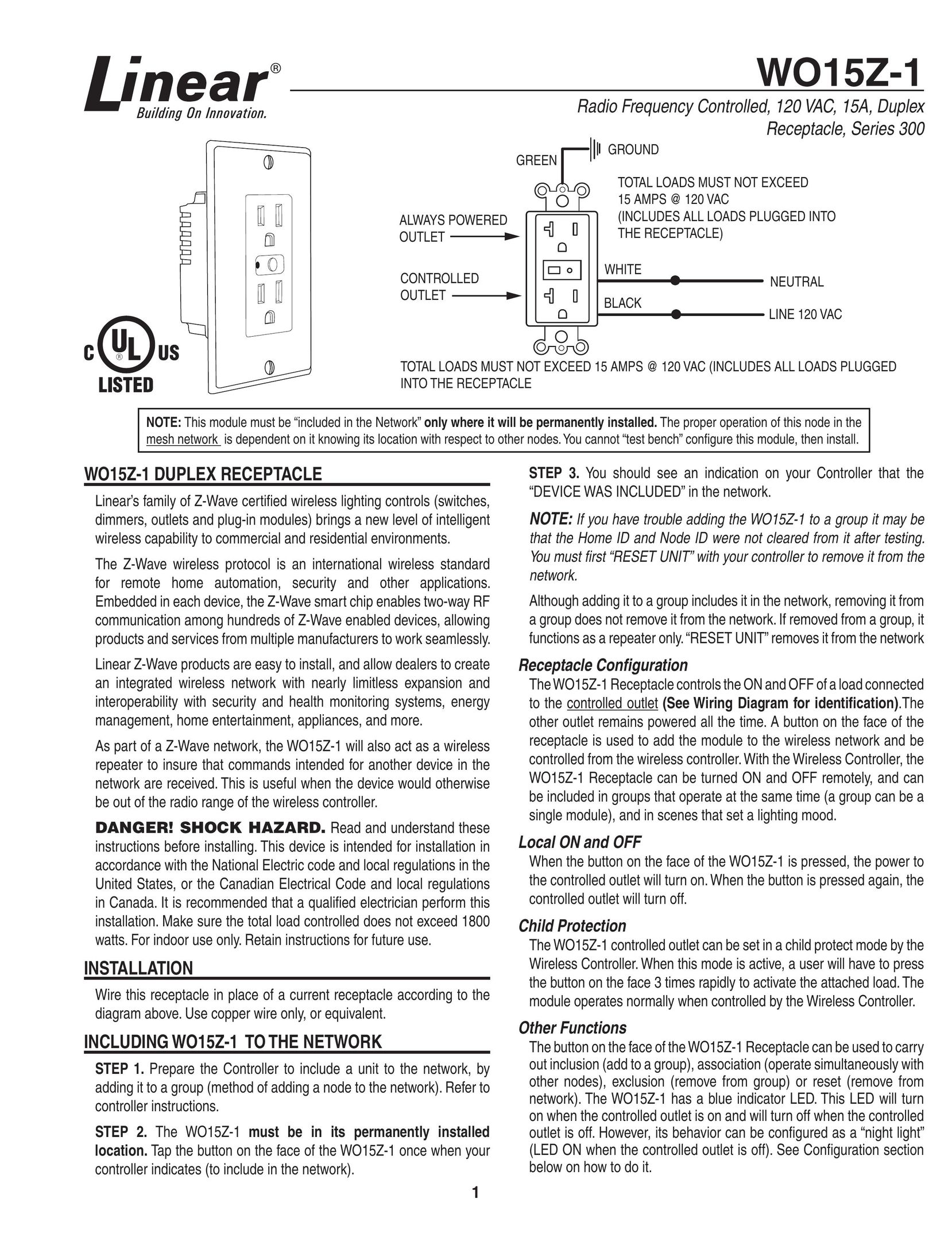 Linear WO15Z-1 Sander User Manual