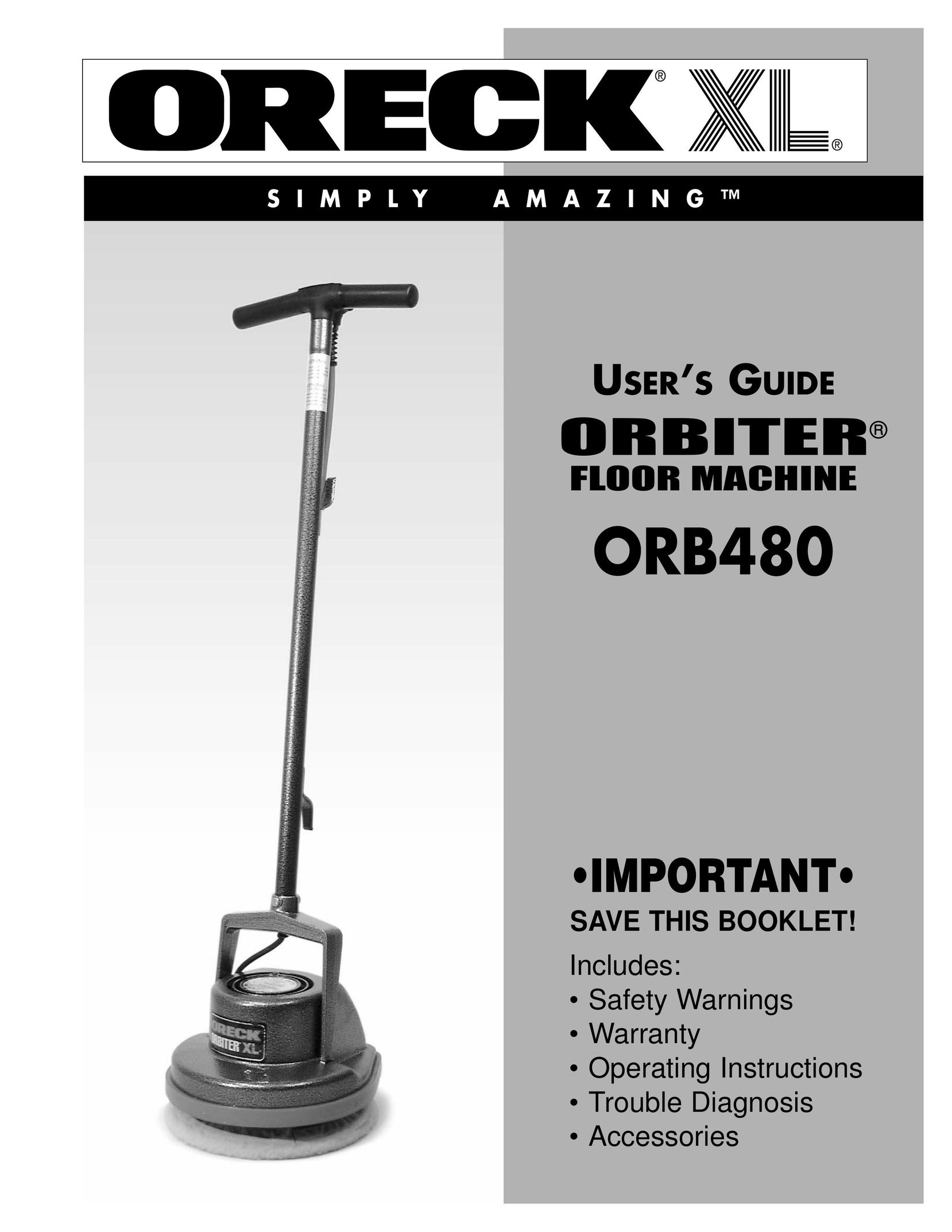 Oreck ORB480 Sander User Manual