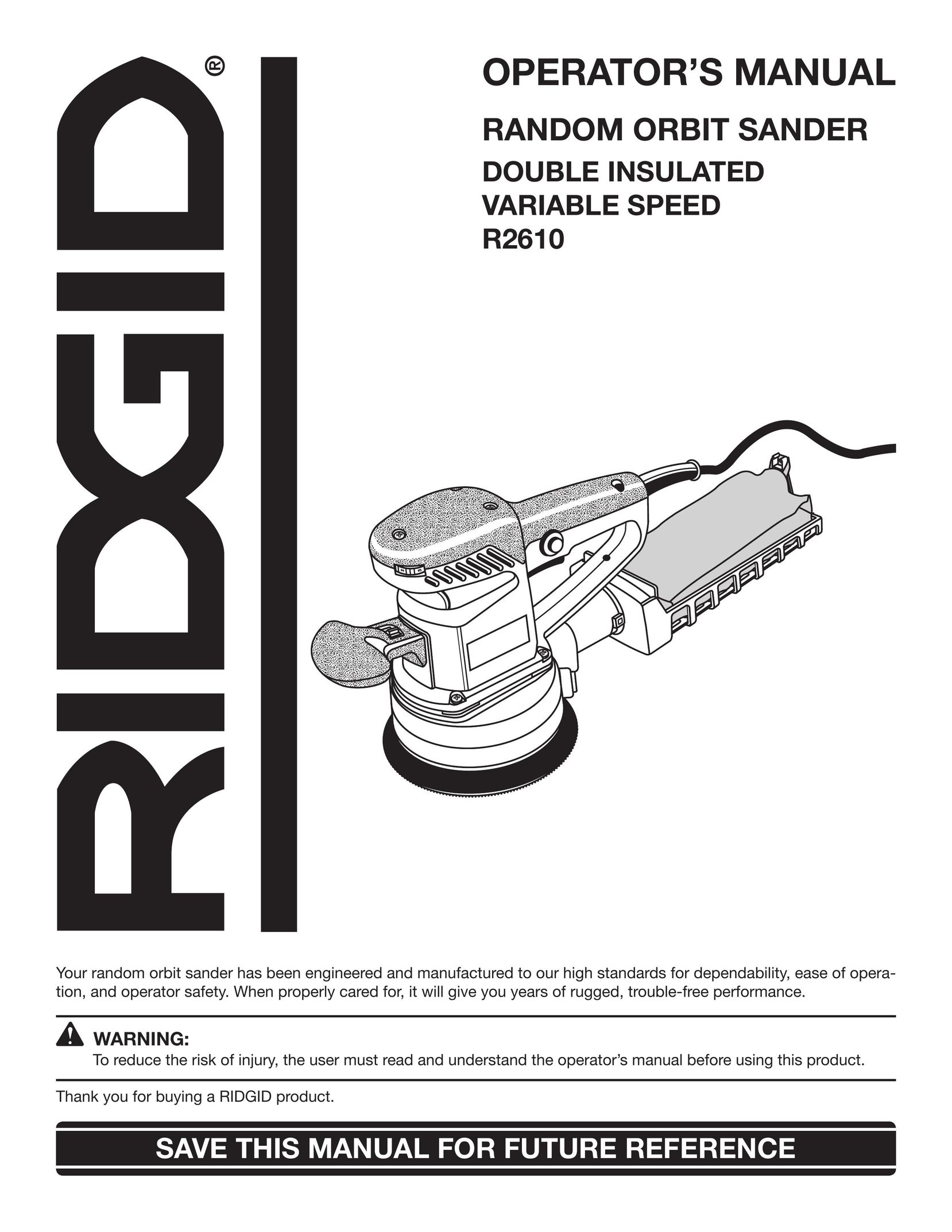 RIDGID R2610 Sander User Manual