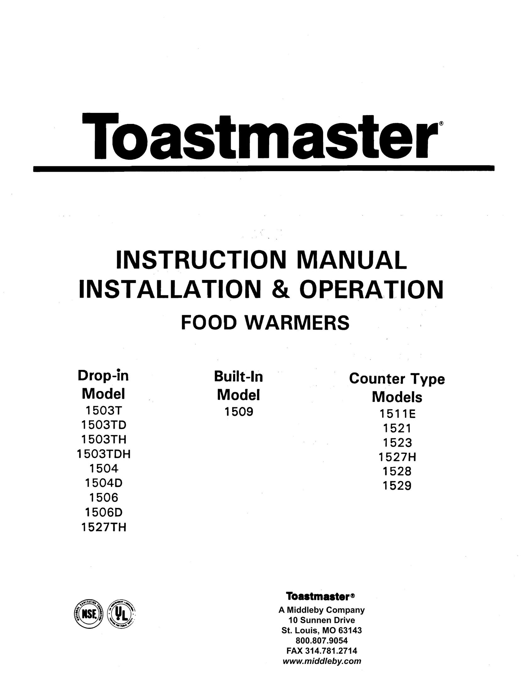 Toastmaster 1503TDH Sander User Manual