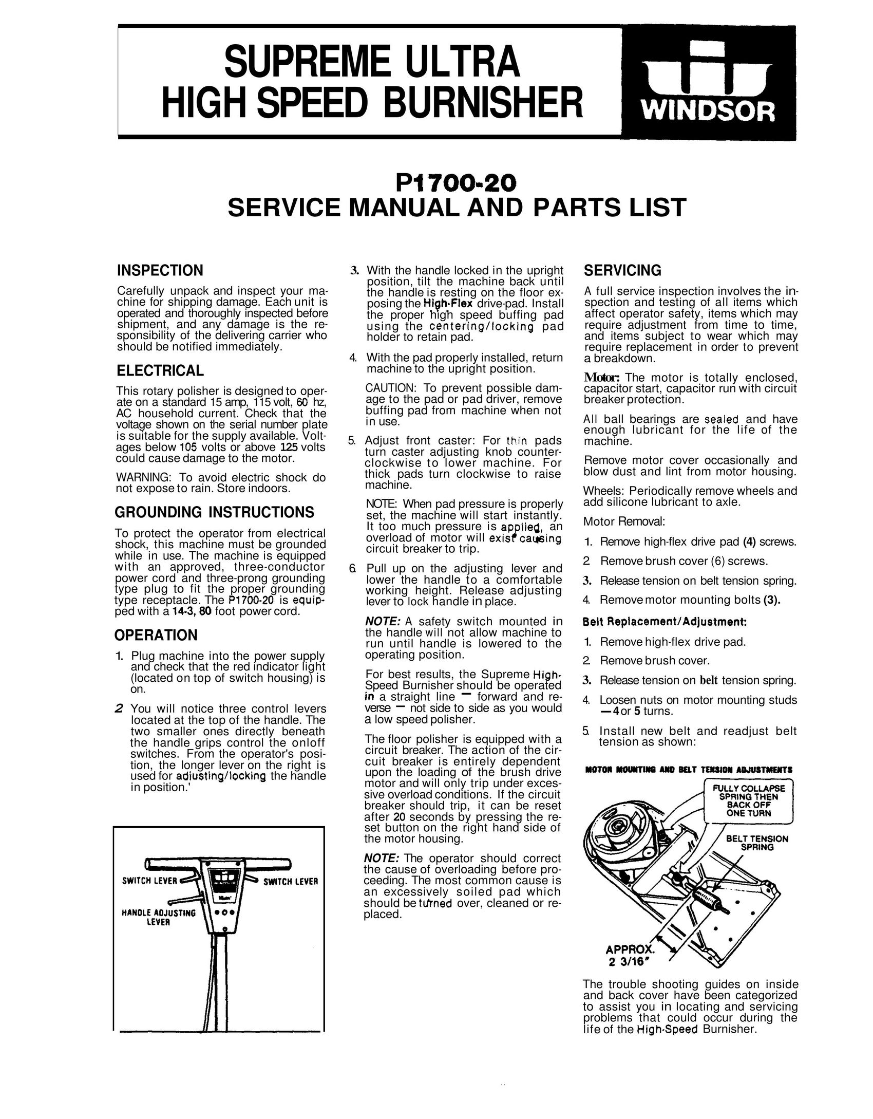 Windsor P1700120 Sander User Manual