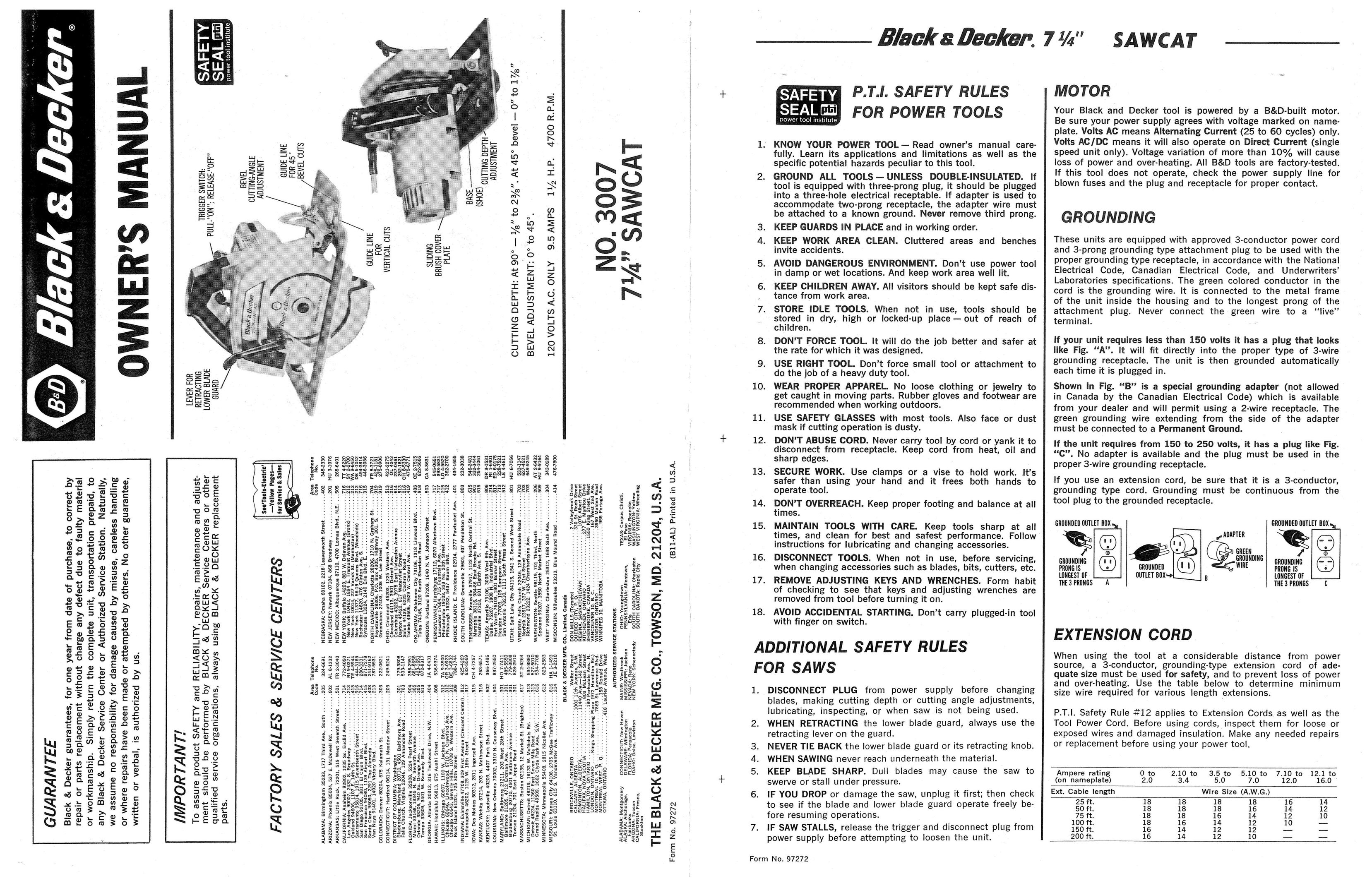 Black & Decker 3007 Saw User Manual