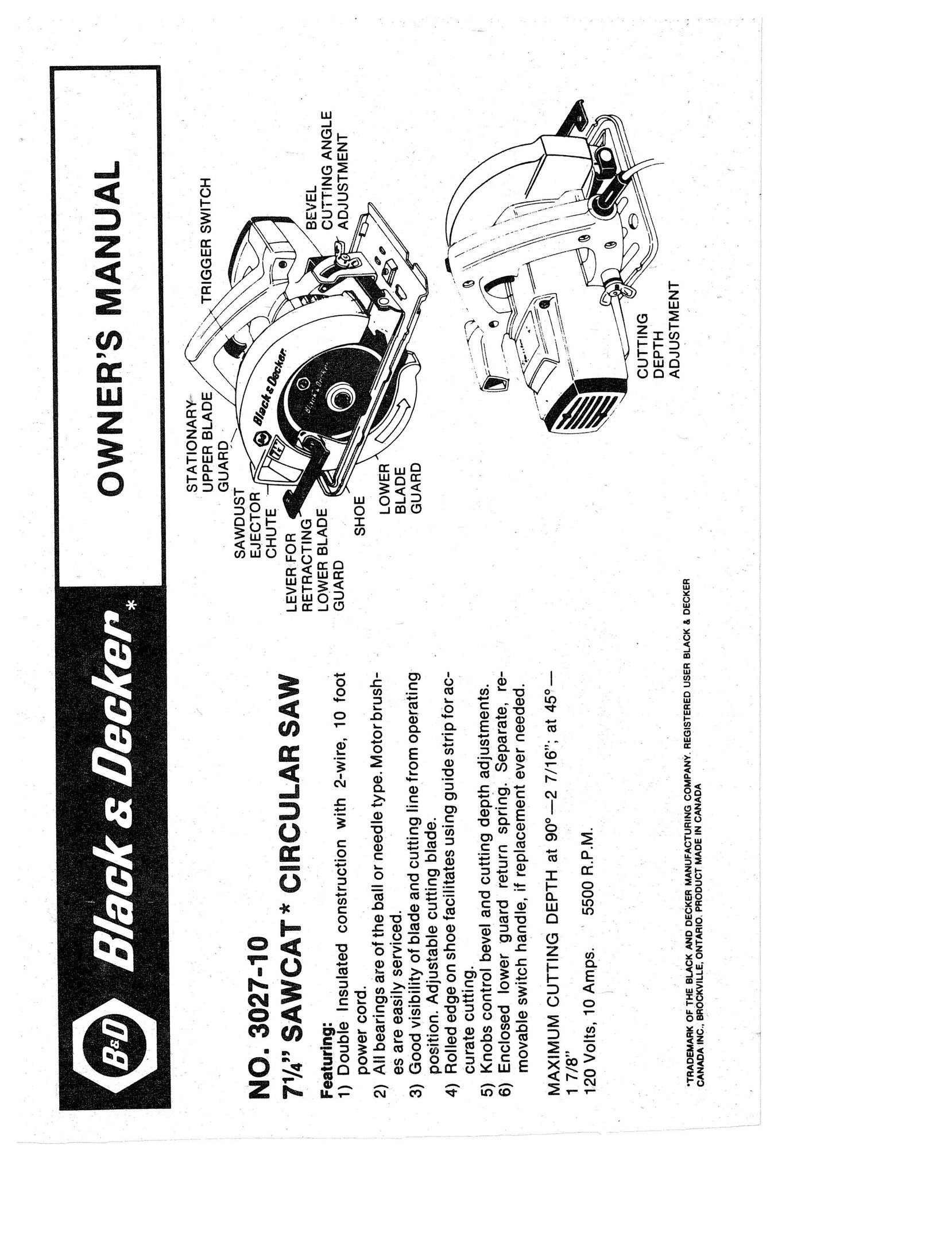 Black & Decker 3027-10 Saw User Manual