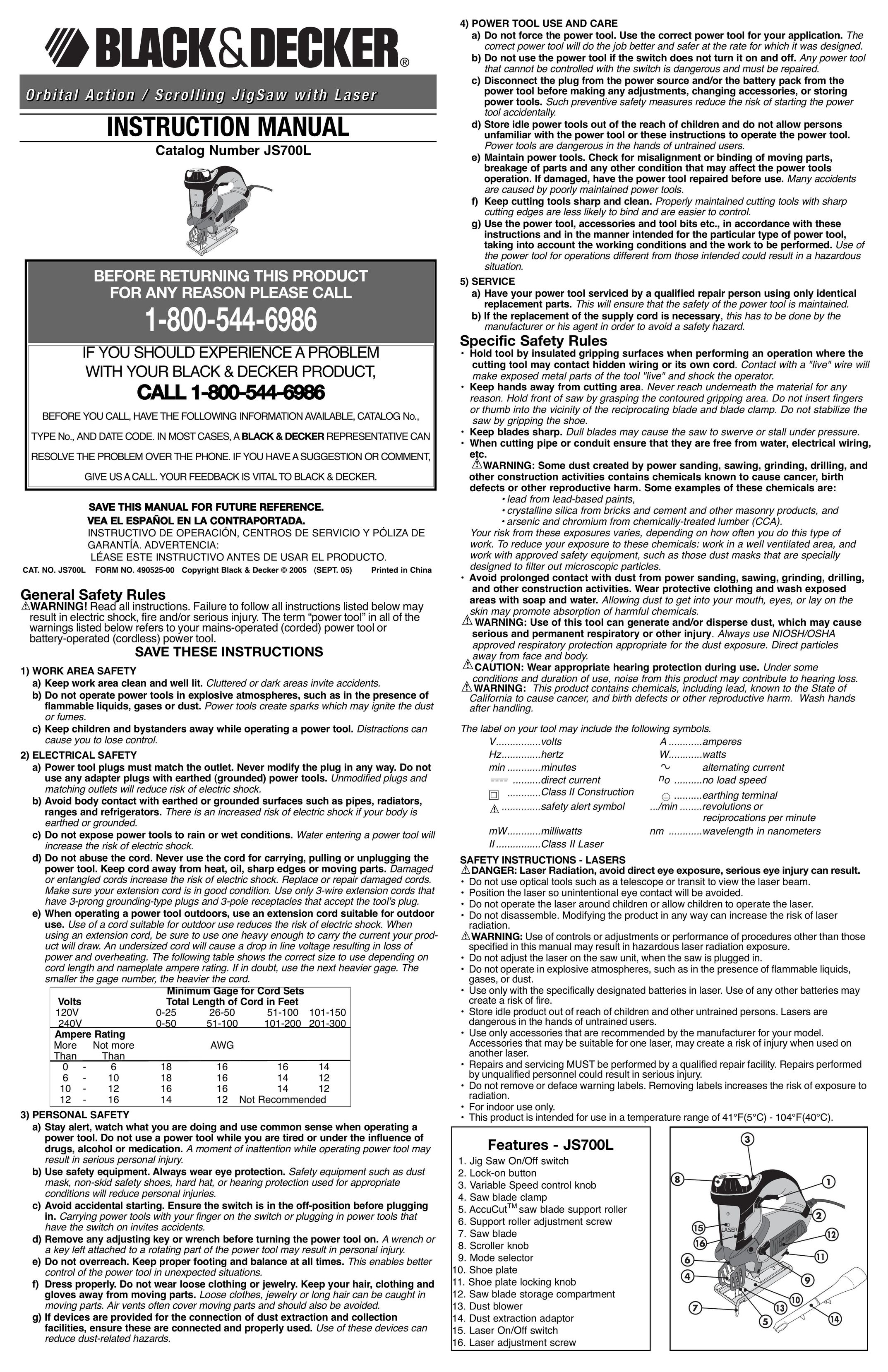 Black & Decker 490525-00 Saw User Manual