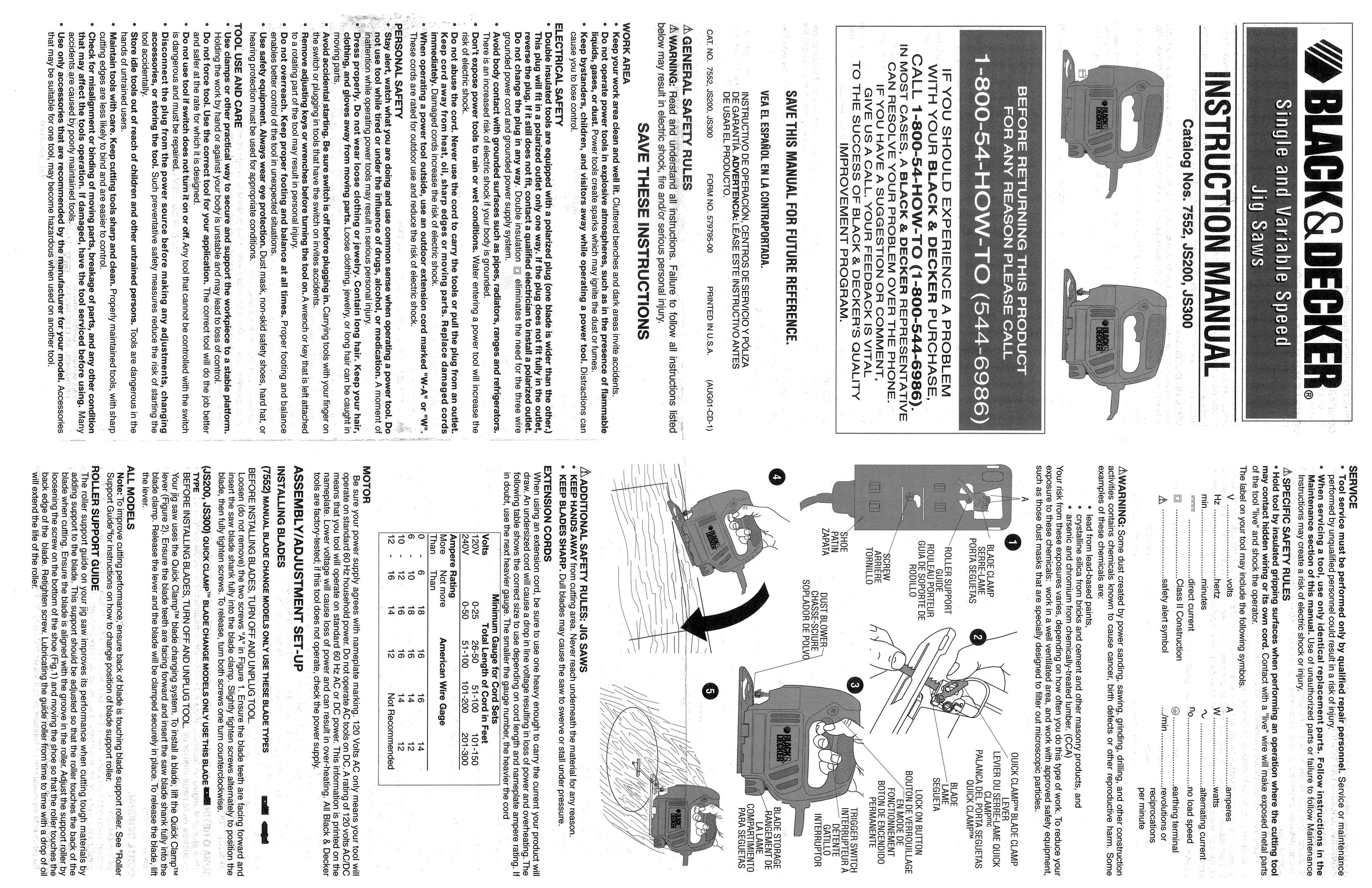 Black & Decker 579795-00 Saw User Manual