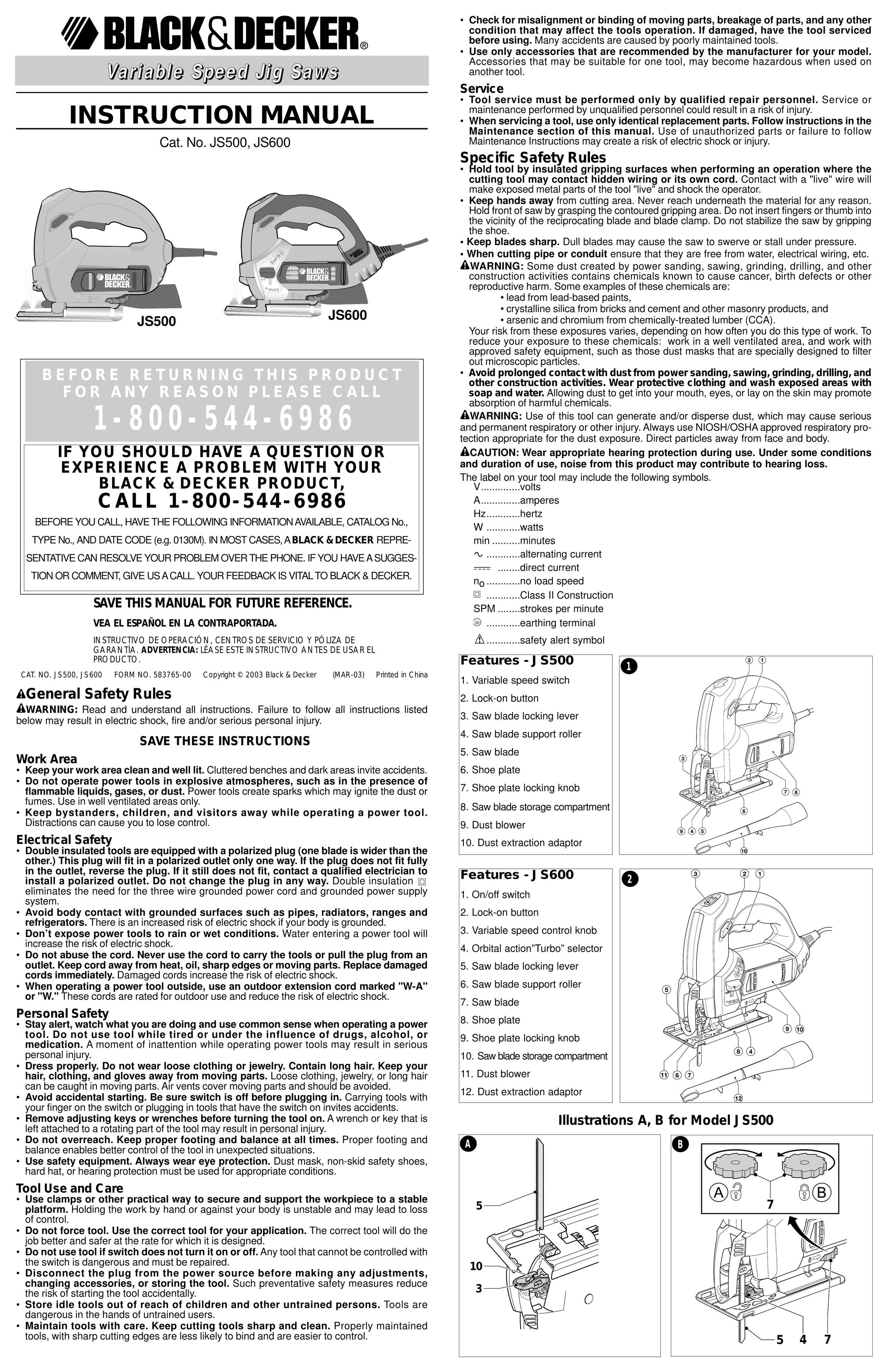 Black & Decker 583765-00 Saw User Manual