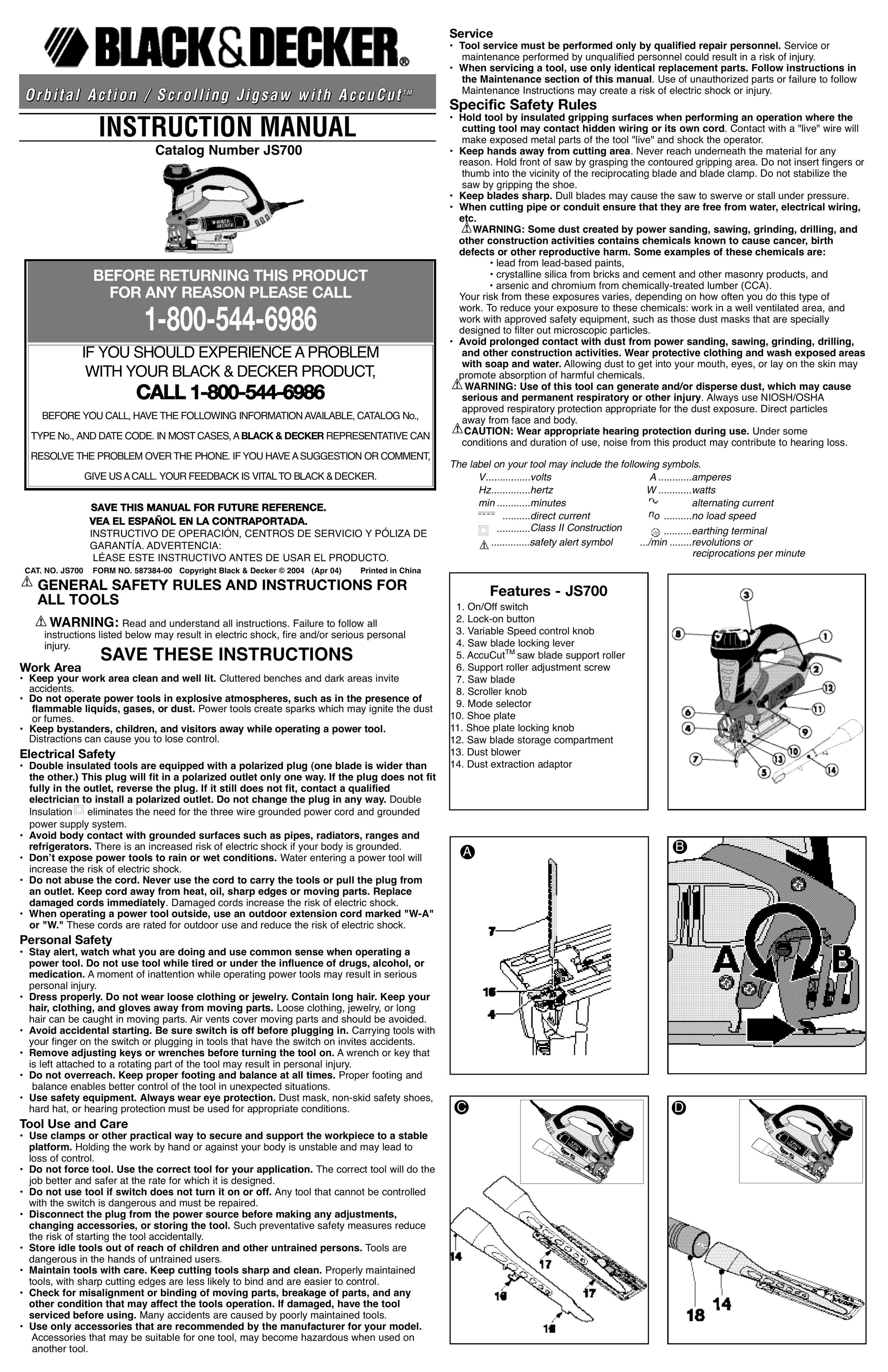 Black & Decker 587384-00 Saw User Manual