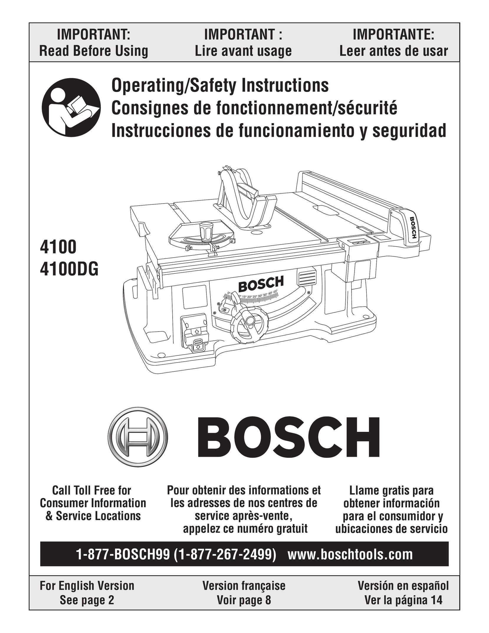 Bosch Appliances 4100DG Saw User Manual