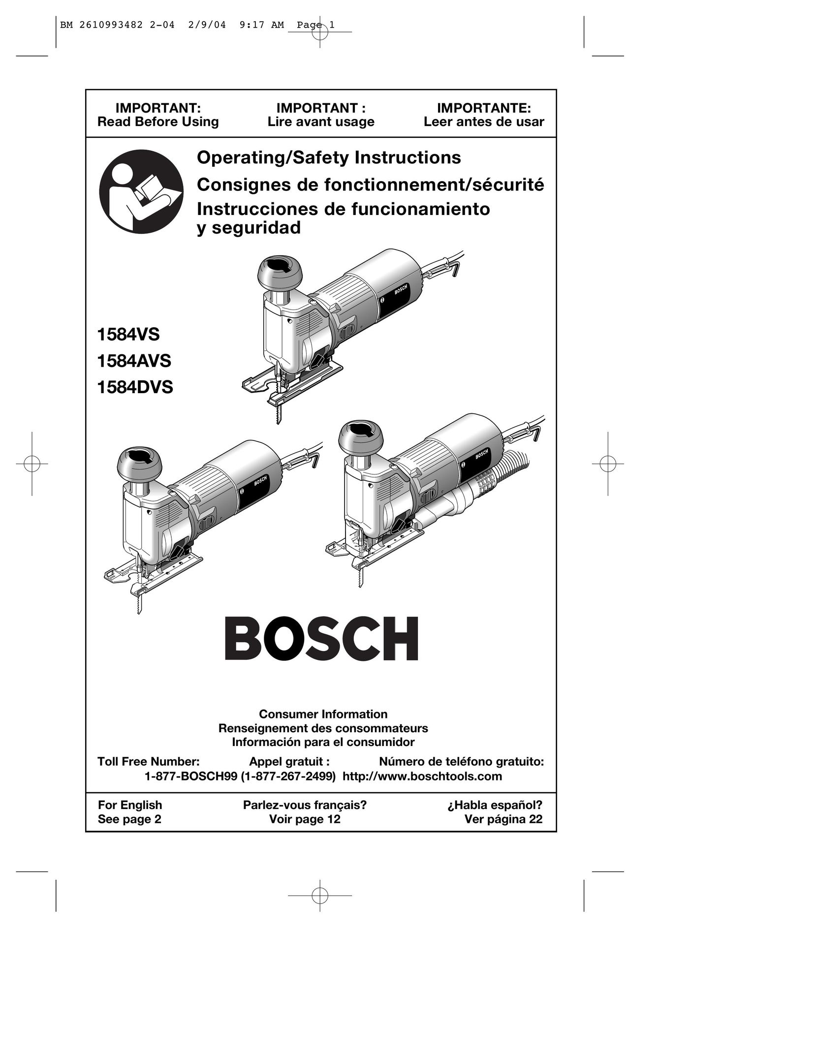 Bosch Power Tools 1584VS Saw User Manual
