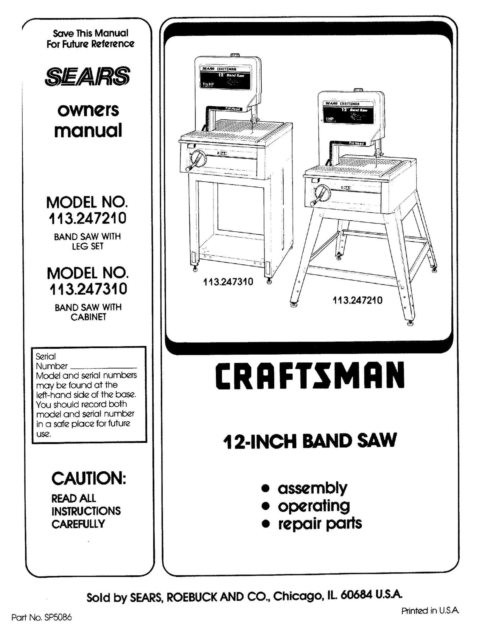 Craftsman 113.2472T0 Saw User Manual