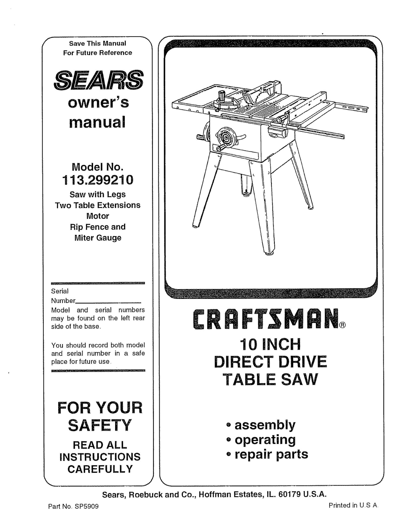 Craftsman 113.29921 Saw User Manual