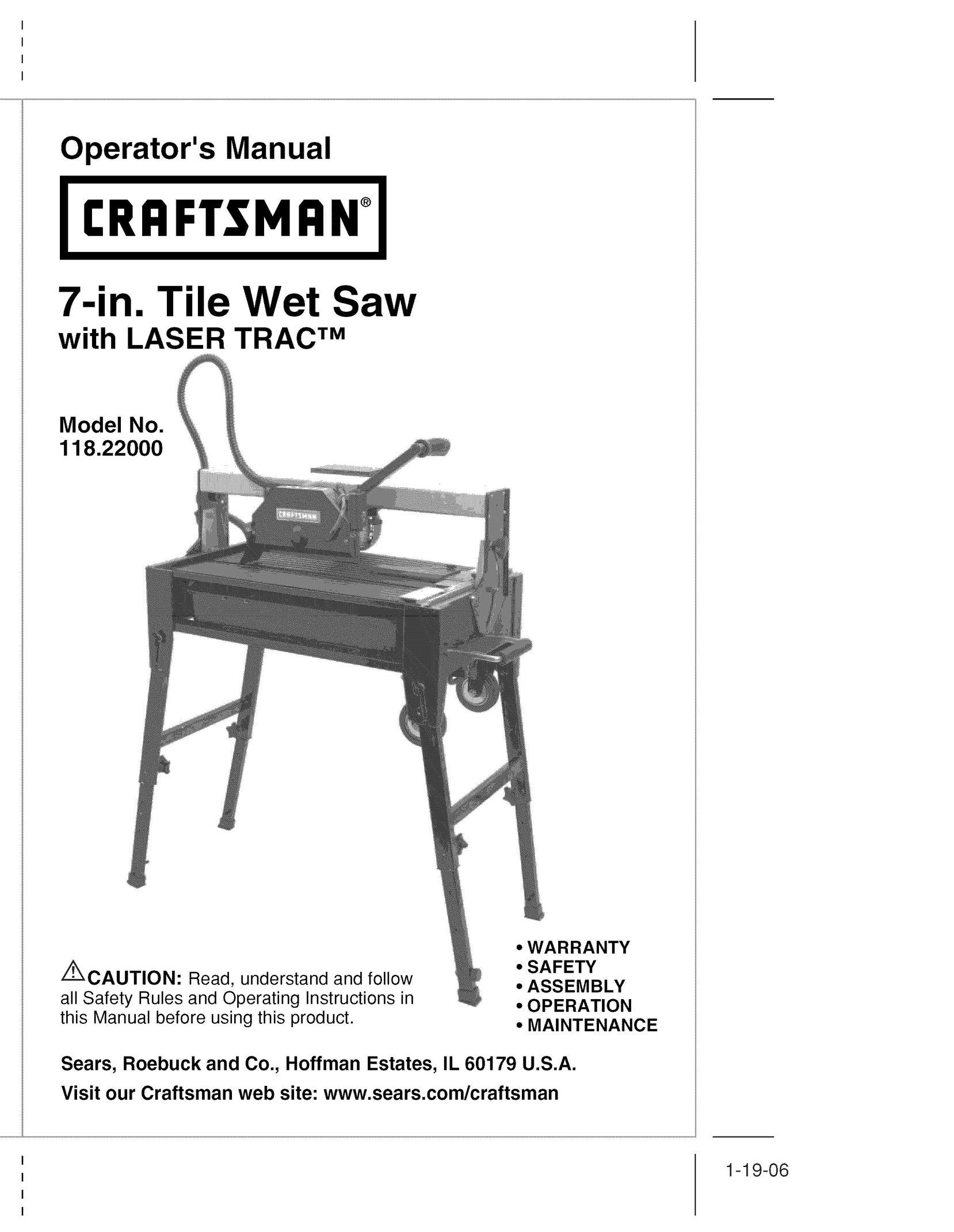 Craftsman 118.22000 Saw User Manual