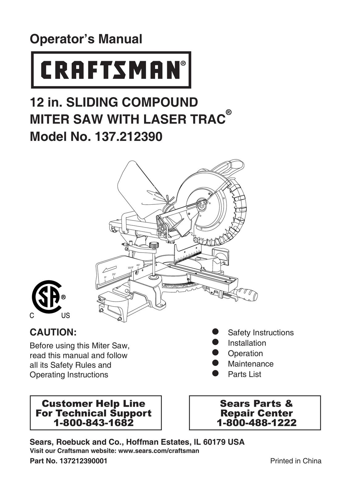 Craftsman 137.21239 Saw User Manual