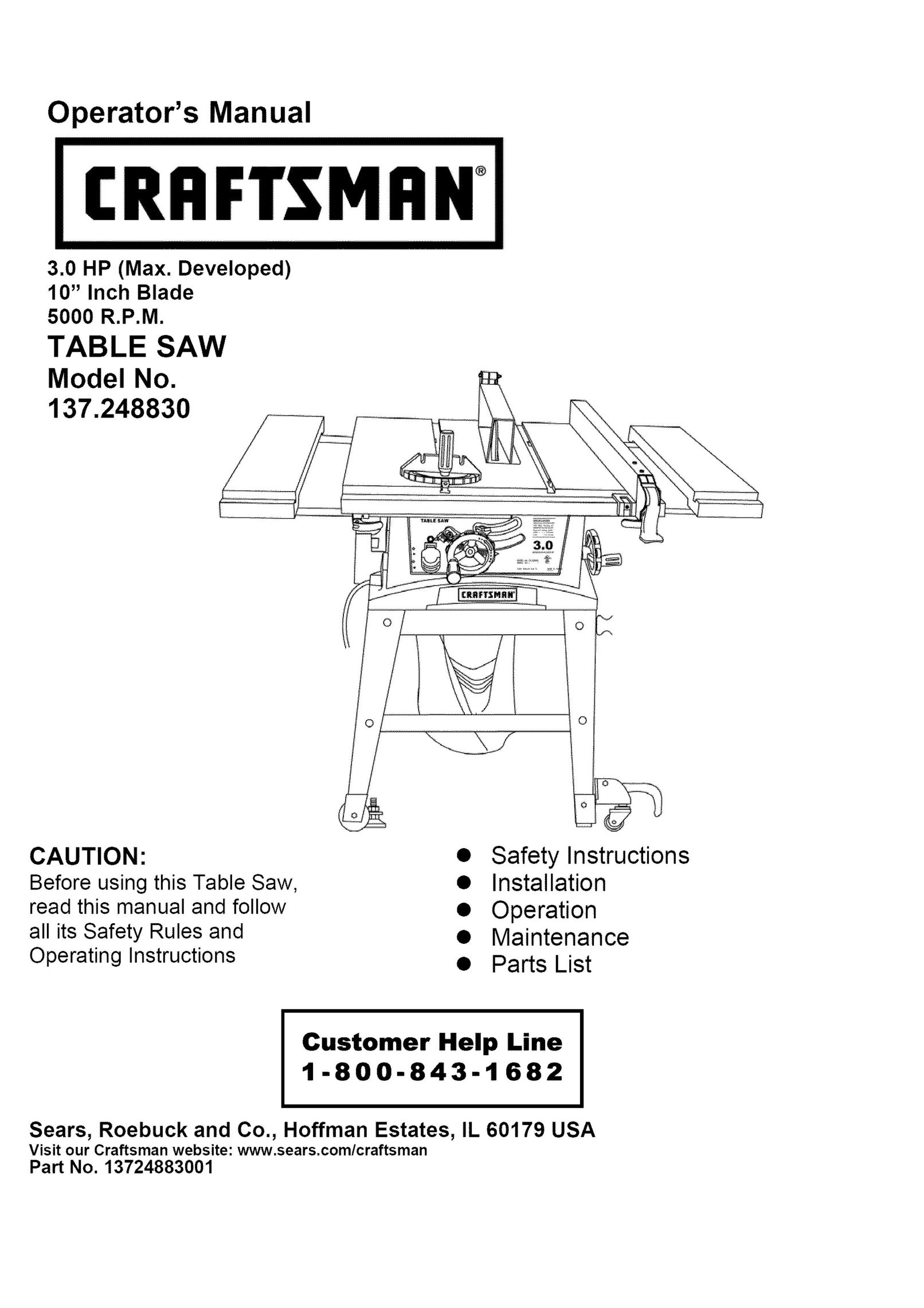 Craftsman 137.248830 Saw User Manual
