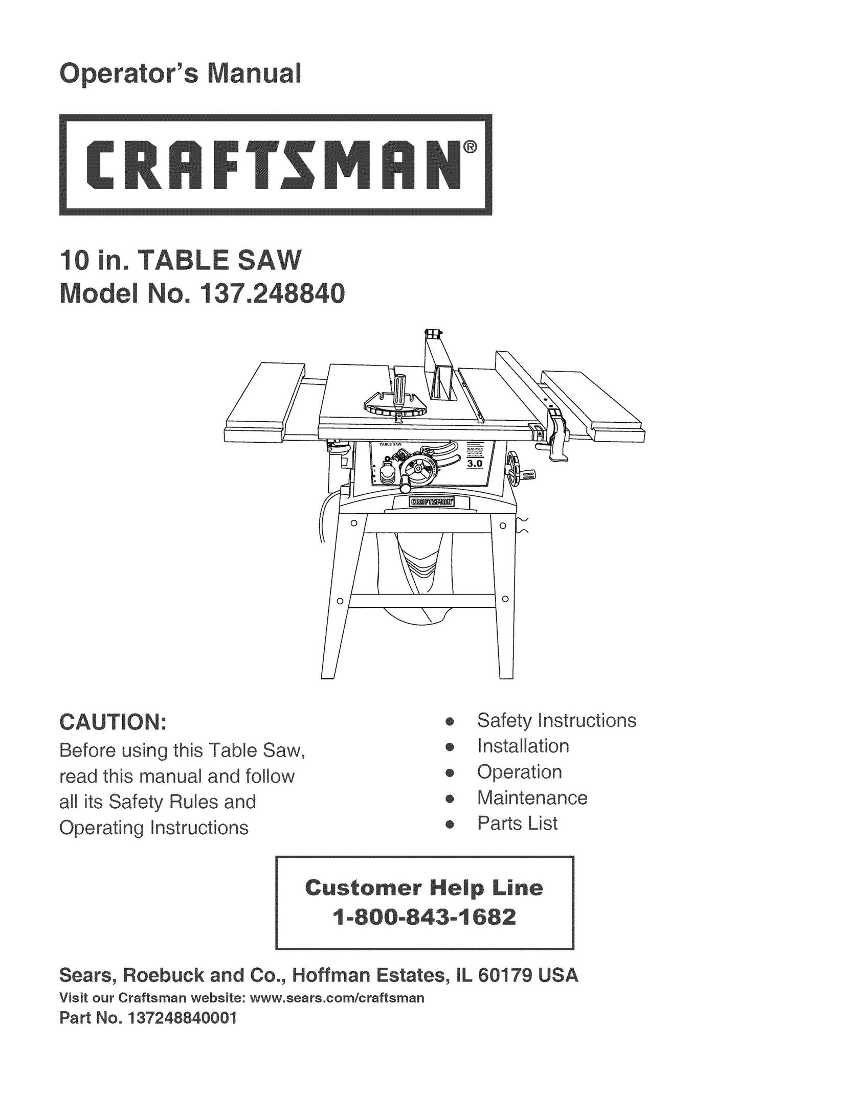 Craftsman 137.24884 Saw User Manual
