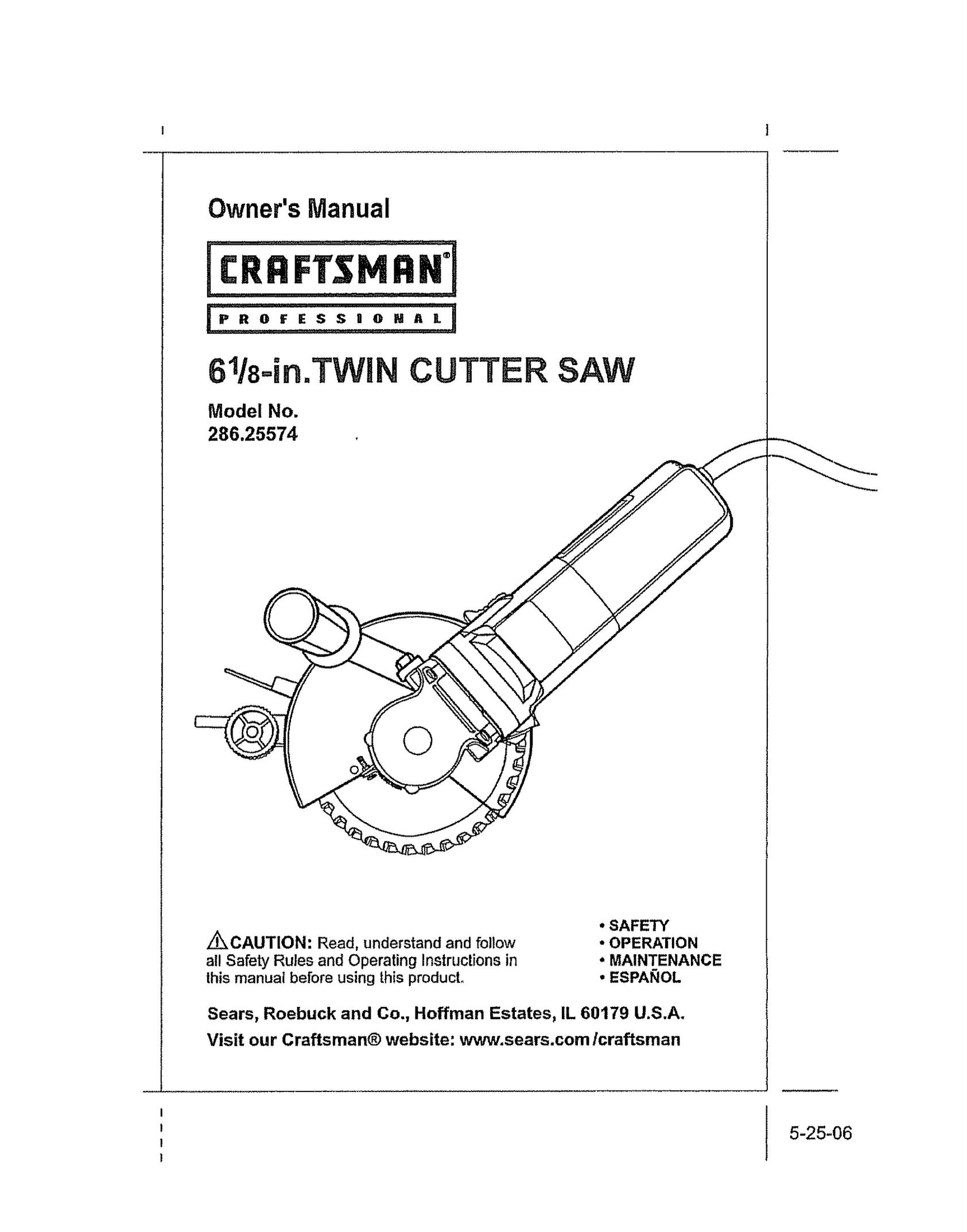 Craftsman 286.25574 Saw User Manual