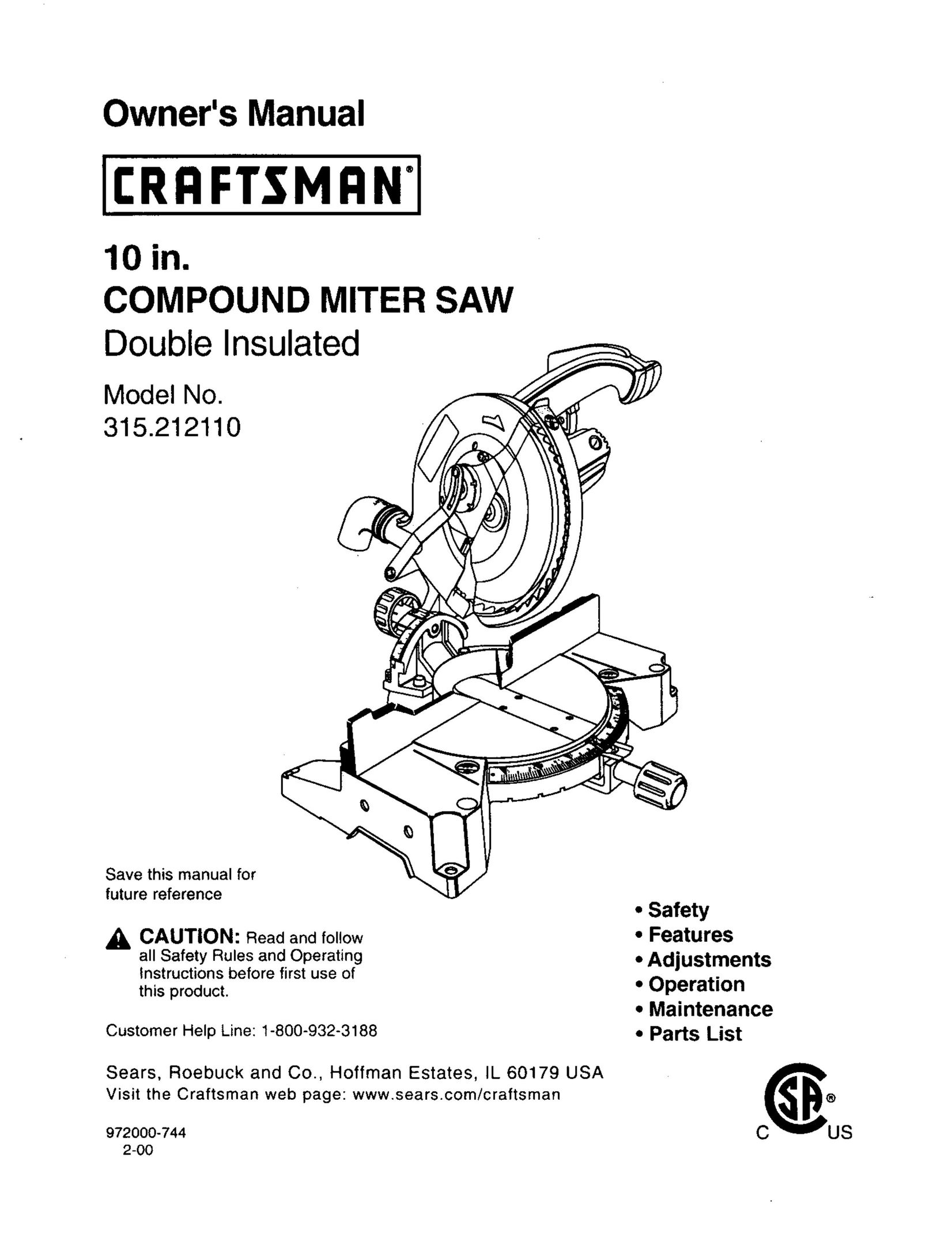 Craftsman 315.21211 Saw User Manual