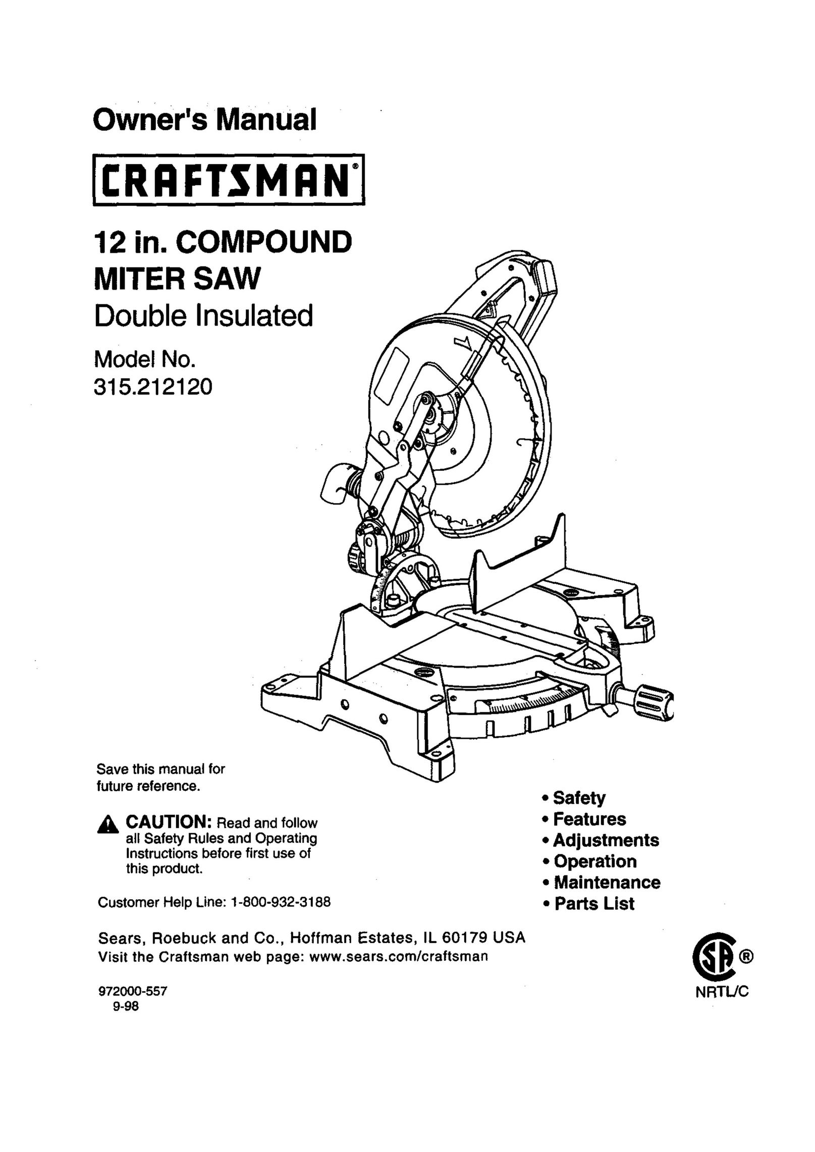 Craftsman 315.21212 Saw User Manual
