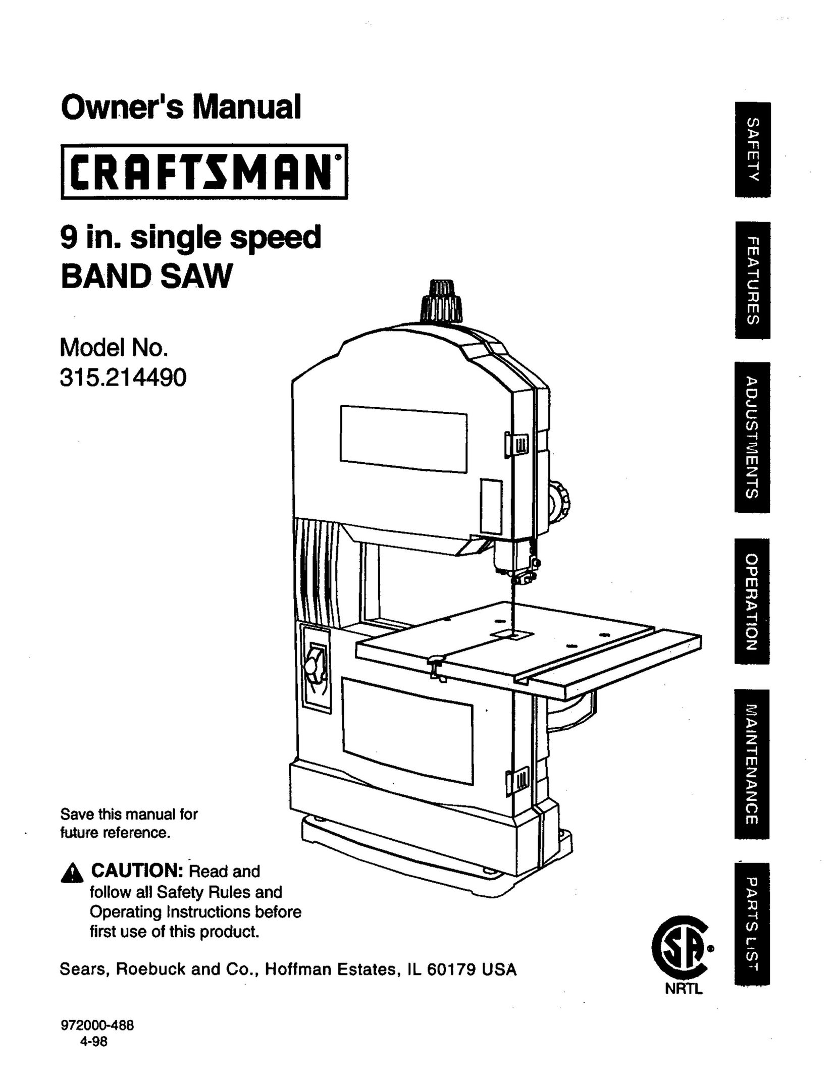 Craftsman 315.21449 Saw User Manual