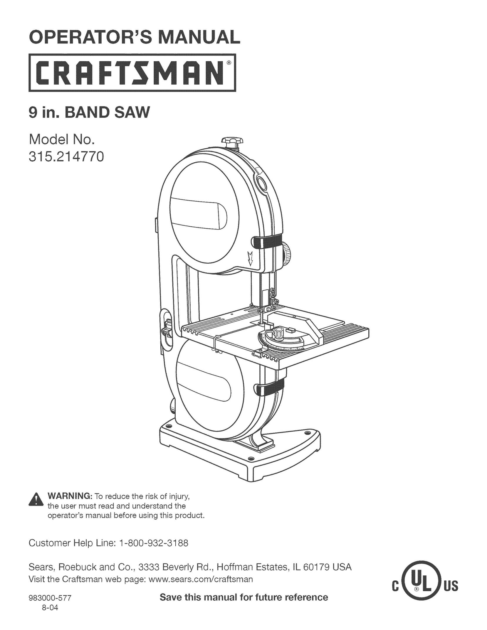 Craftsman 315.21477 Saw User Manual