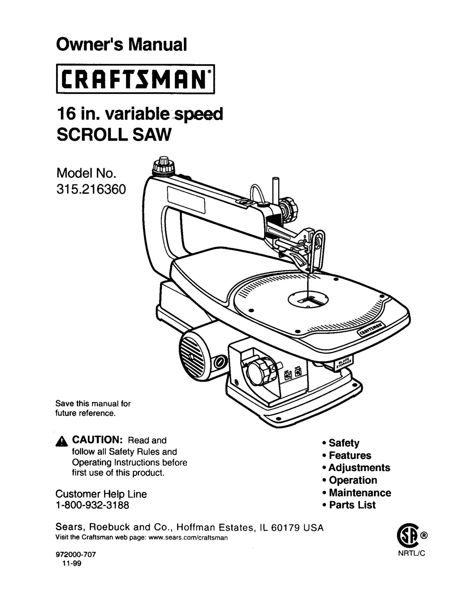 Craftsman 315.21636 Saw User Manual
