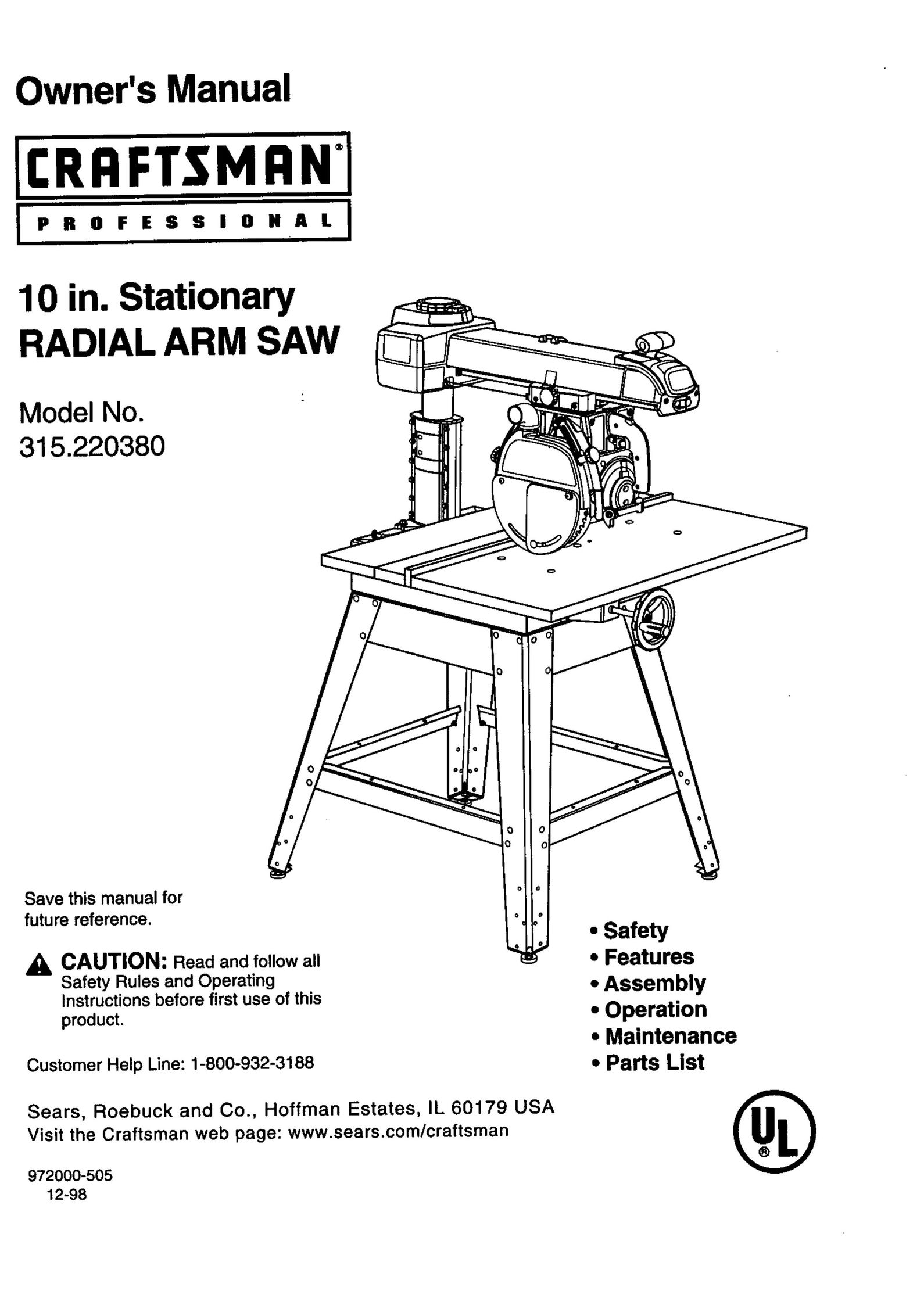 Craftsman 315.22038 Saw User Manual
