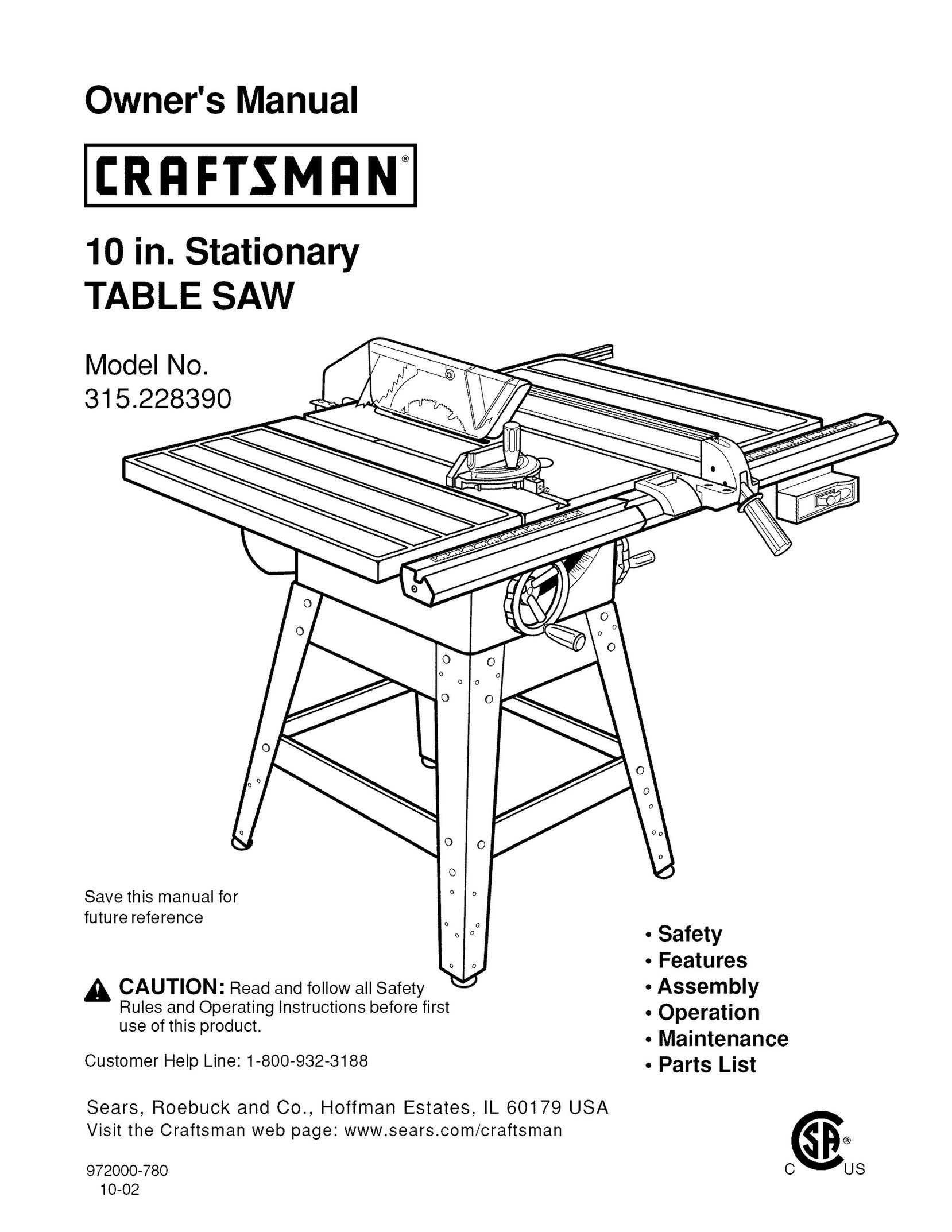 Craftsman 315.22839 Saw User Manual