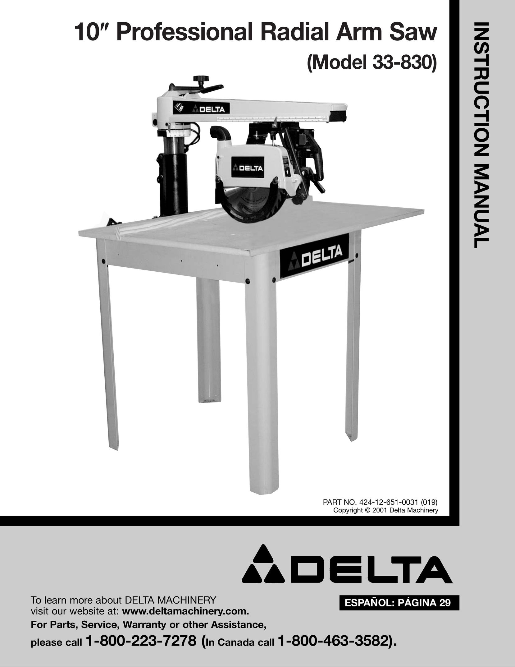 Delta 33-830 Saw User Manual