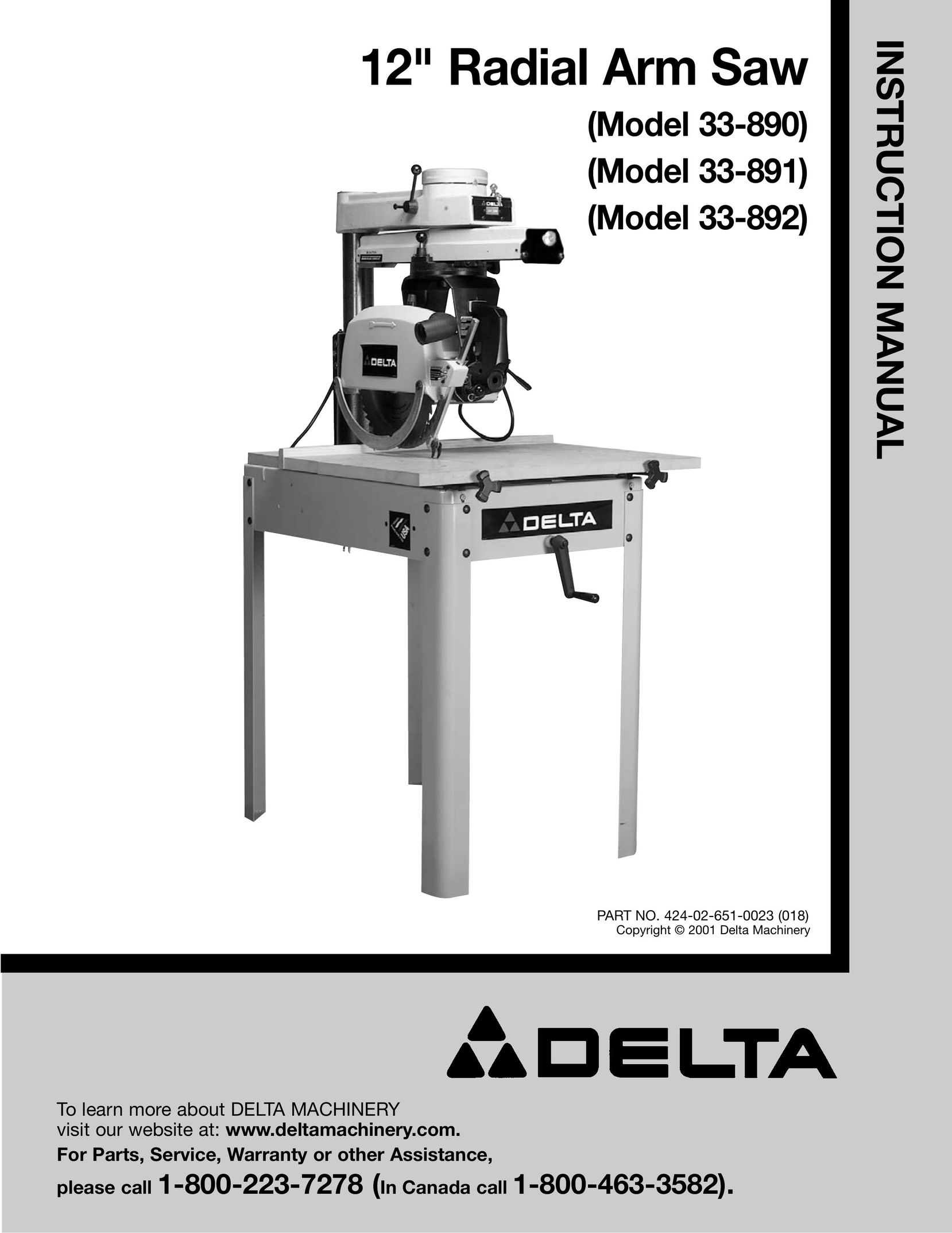 Delta 33-892 Saw User Manual