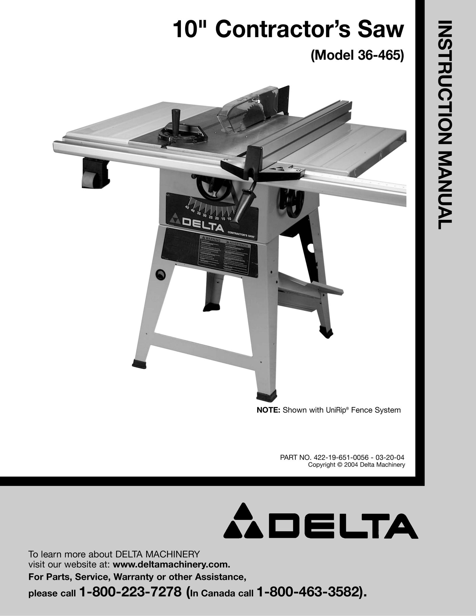 Delta 36-465 Saw User Manual