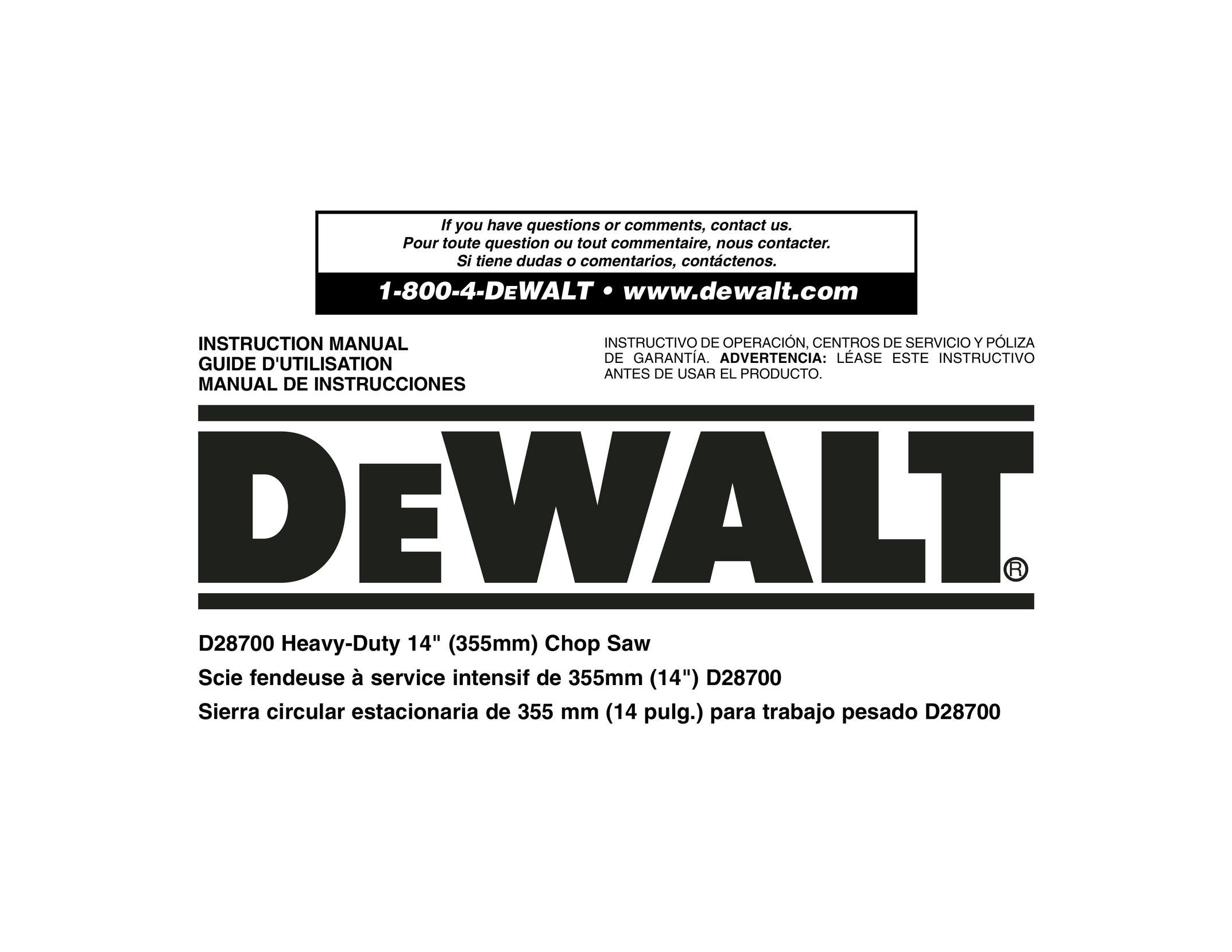 DeWalt 621106-00 Saw User Manual