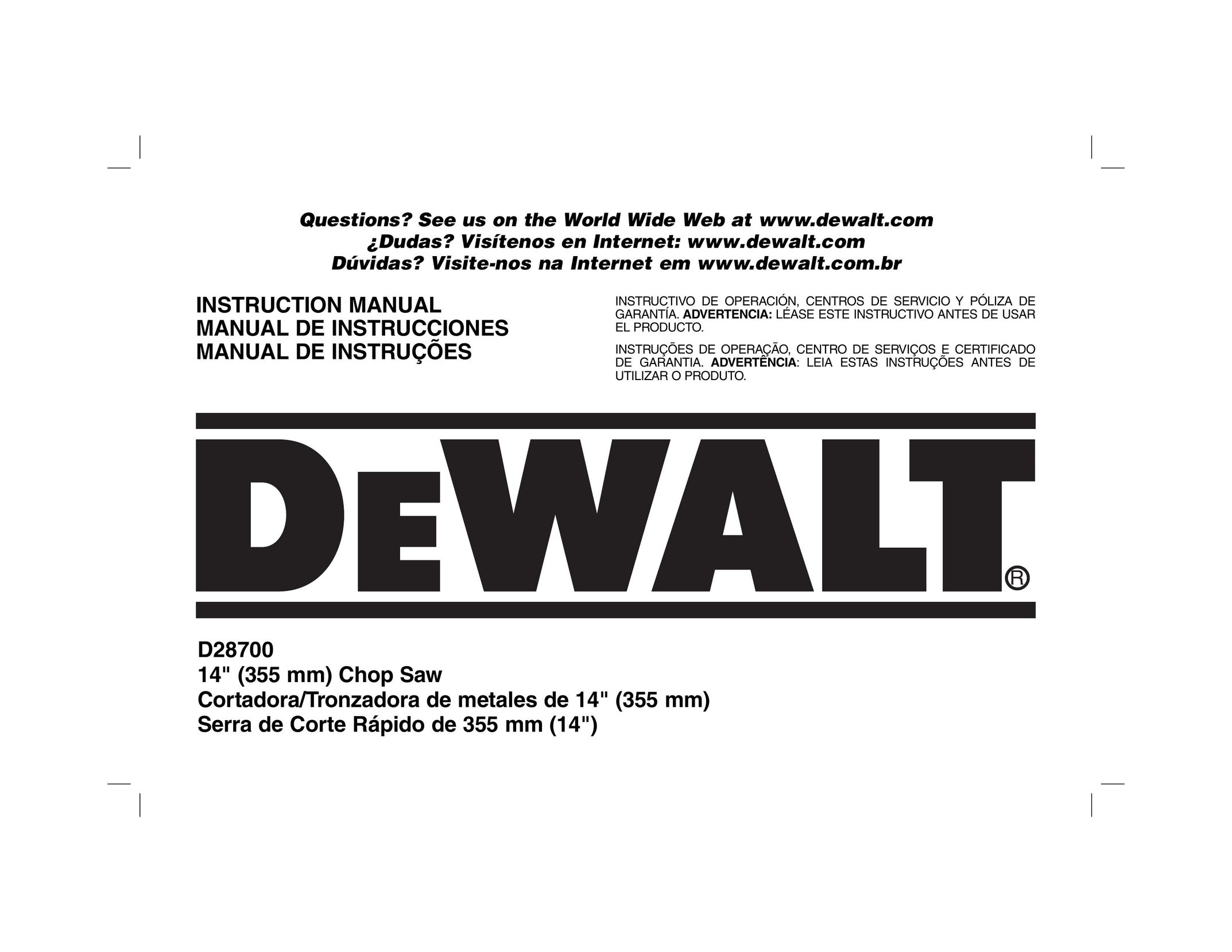 DeWalt D28700 Saw User Manual