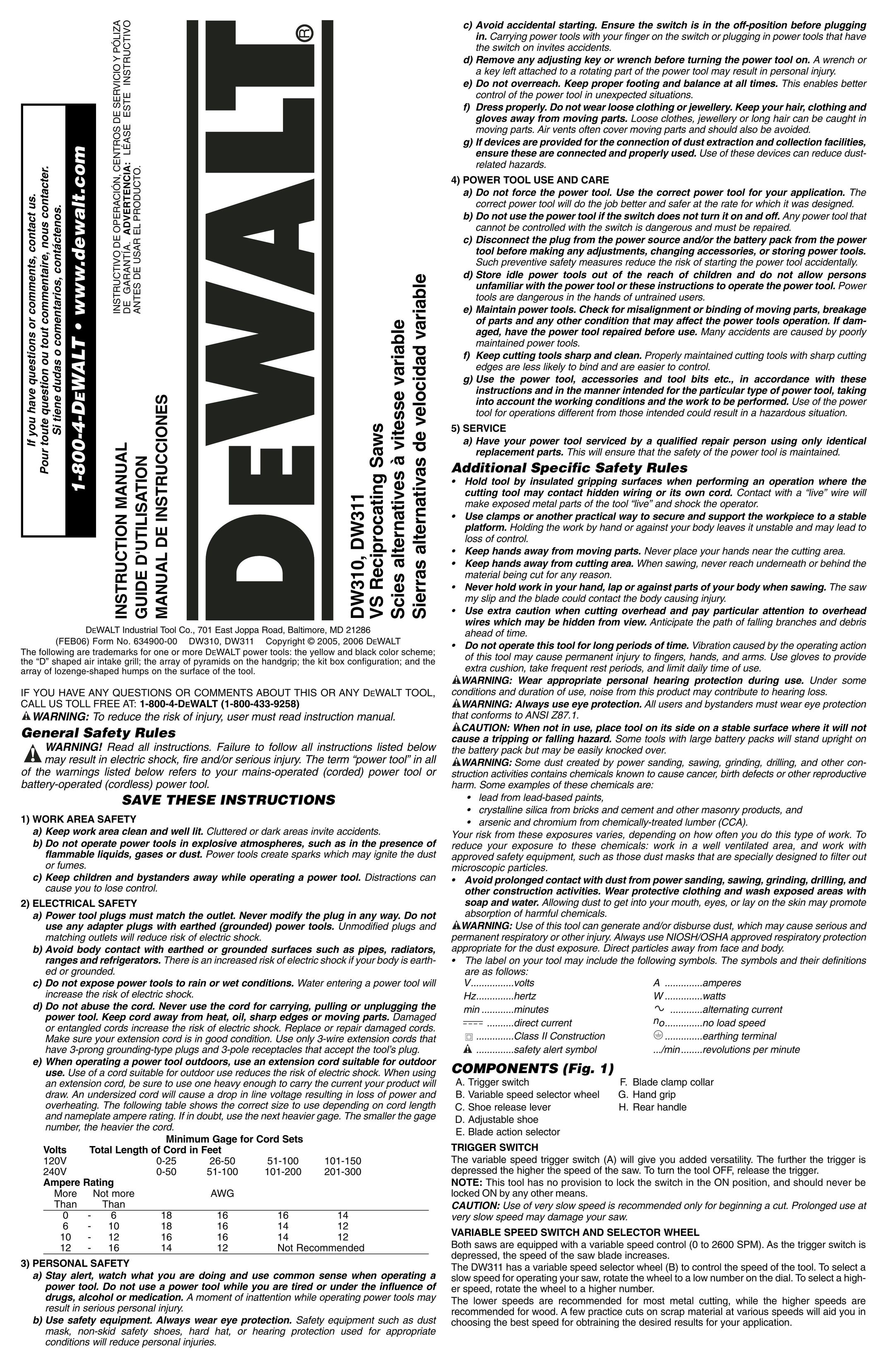 DeWalt DW310K Saw User Manual