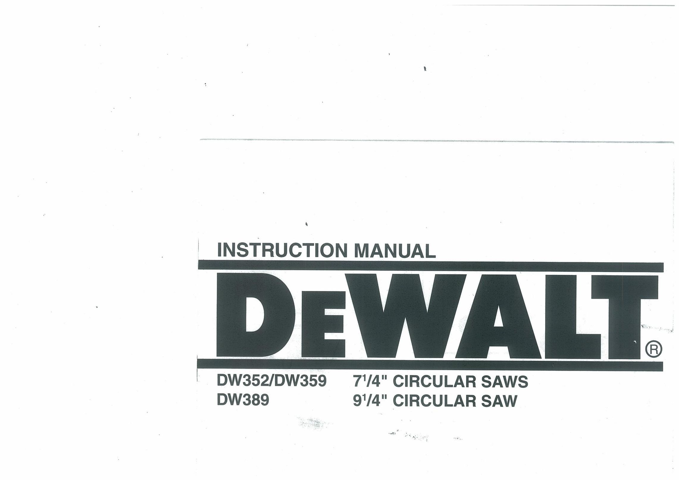 DeWalt DW352 Saw User Manual
