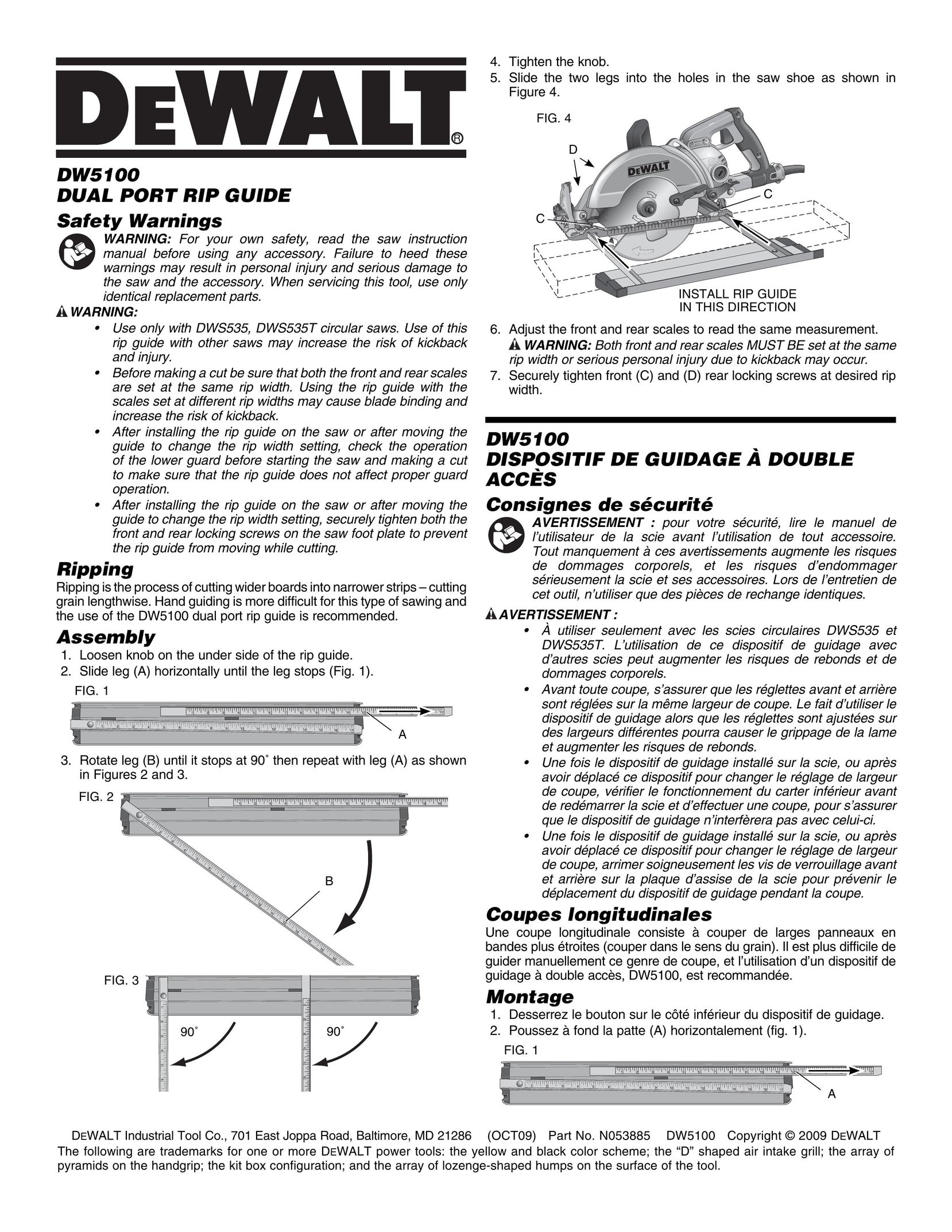 DeWalt DW5100 Saw User Manual