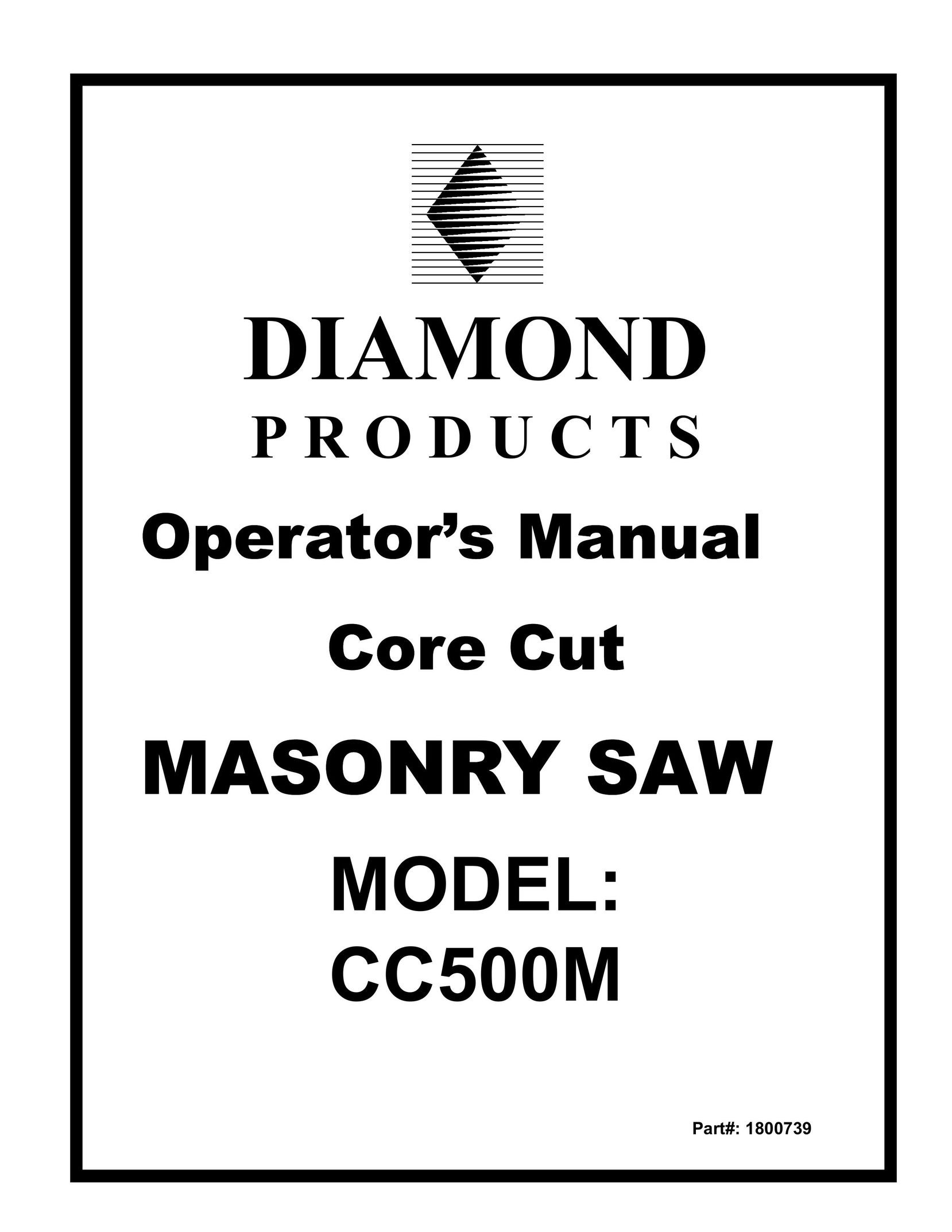 Diamond Power Products CC500M Saw User Manual