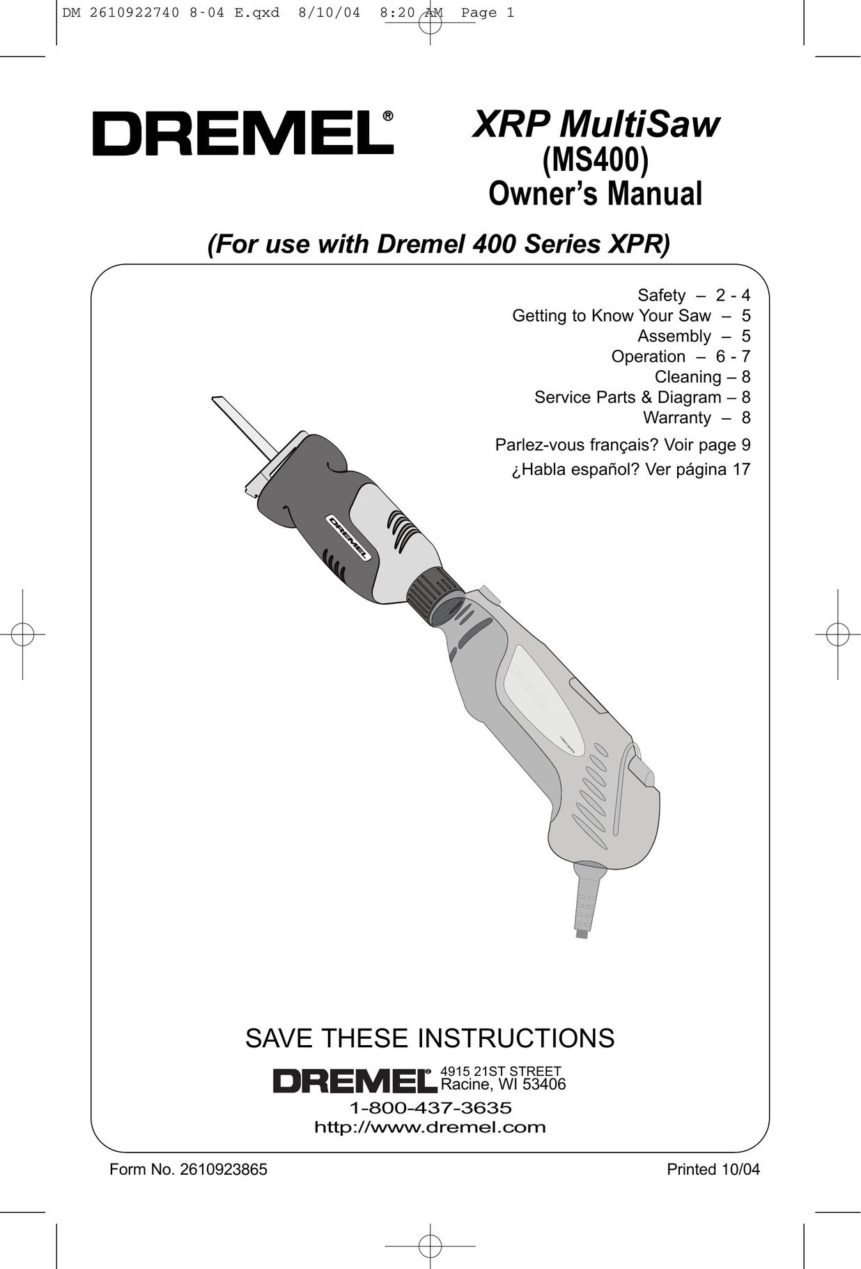 Dremel MS400 Saw User Manual