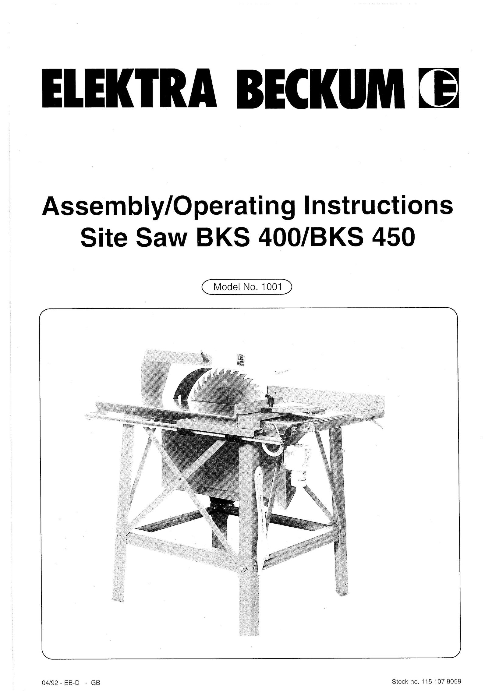 Elektra Beckum BKS 450 Saw User Manual