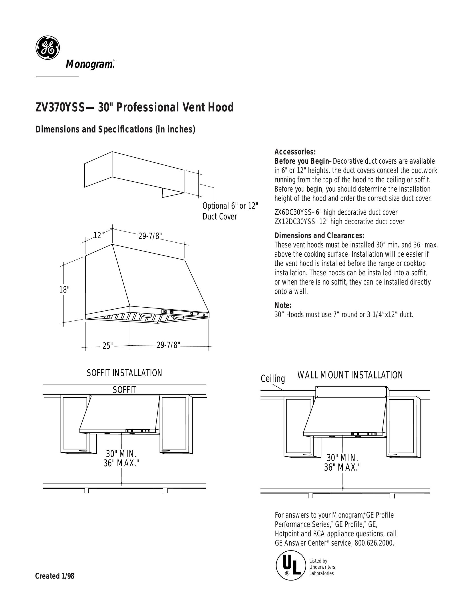 GE ZV370YSS--30" Saw User Manual