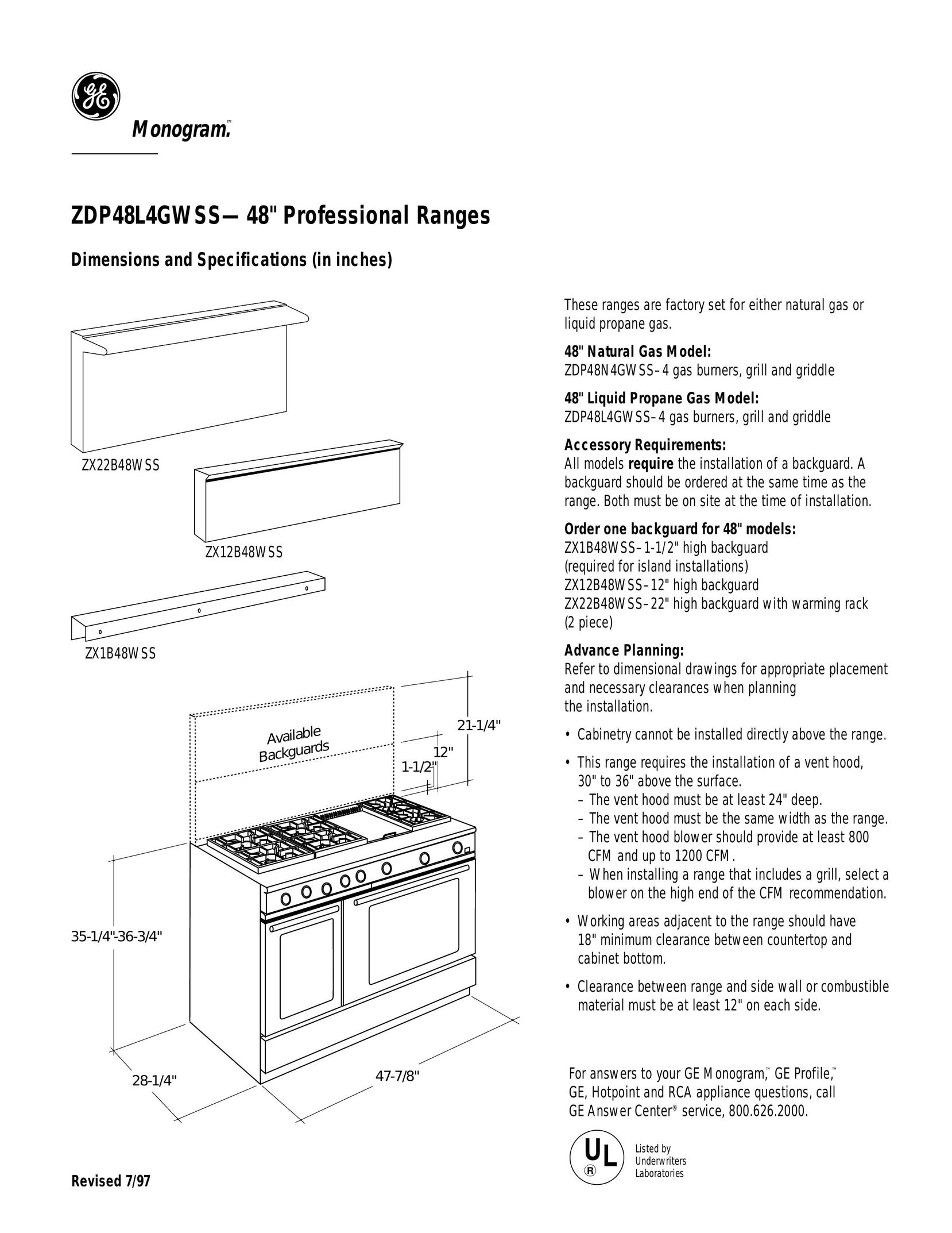 GE Monogram ZDP48L4GWSS Saw User Manual