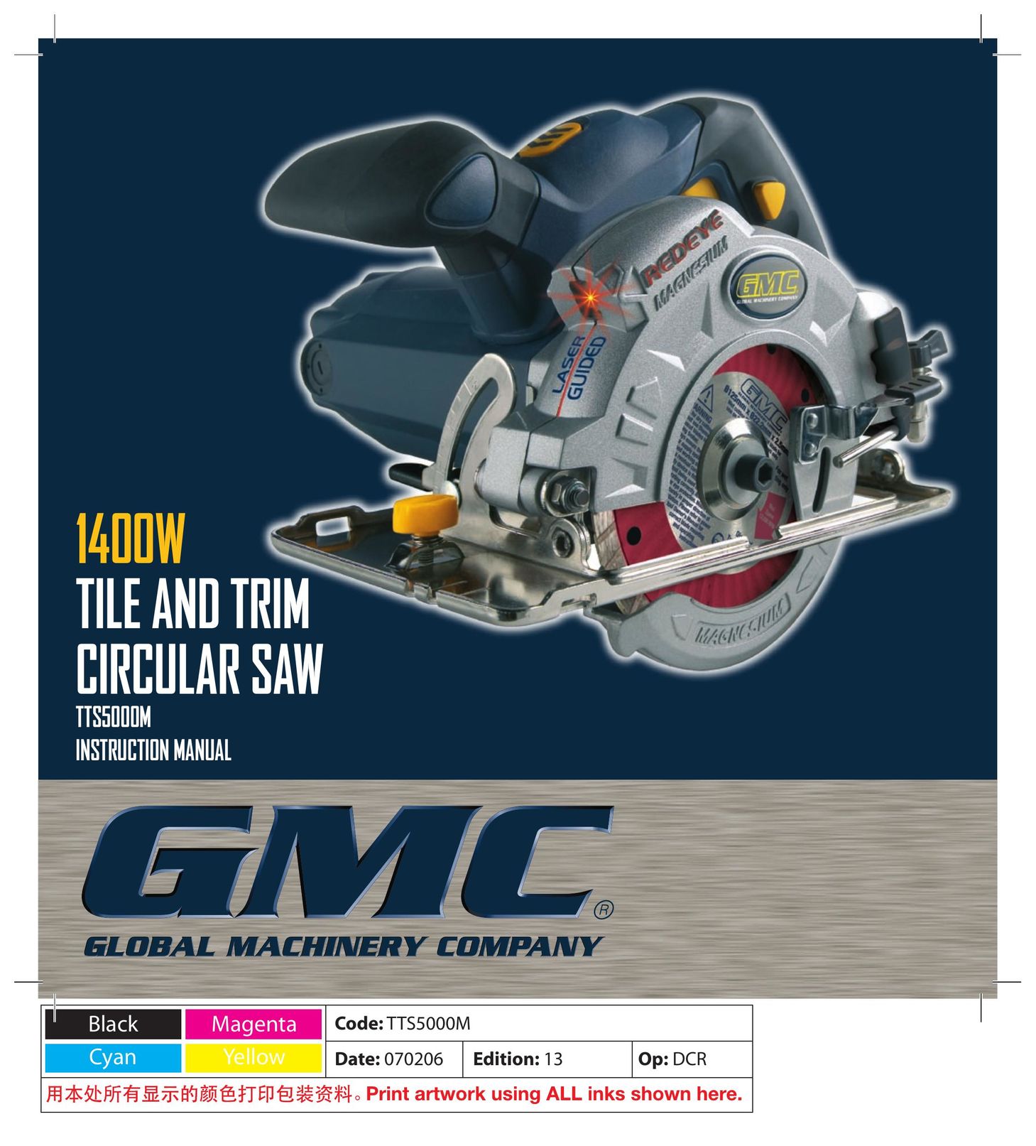 Global Machinery Company TTS5000M Saw User Manual