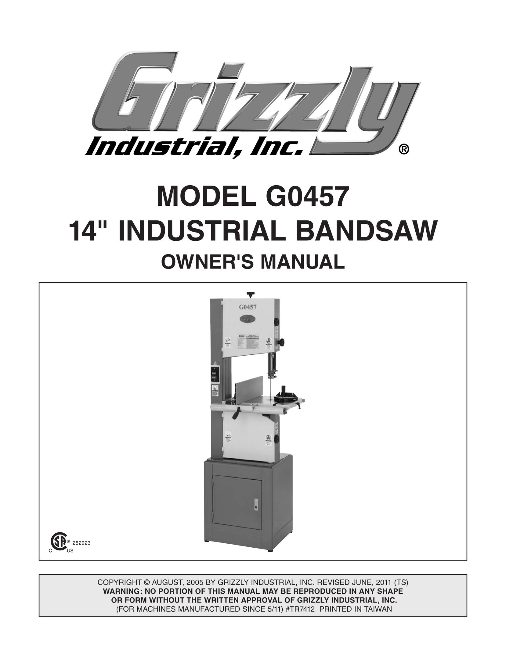Grizzly G0457 Saw User Manual