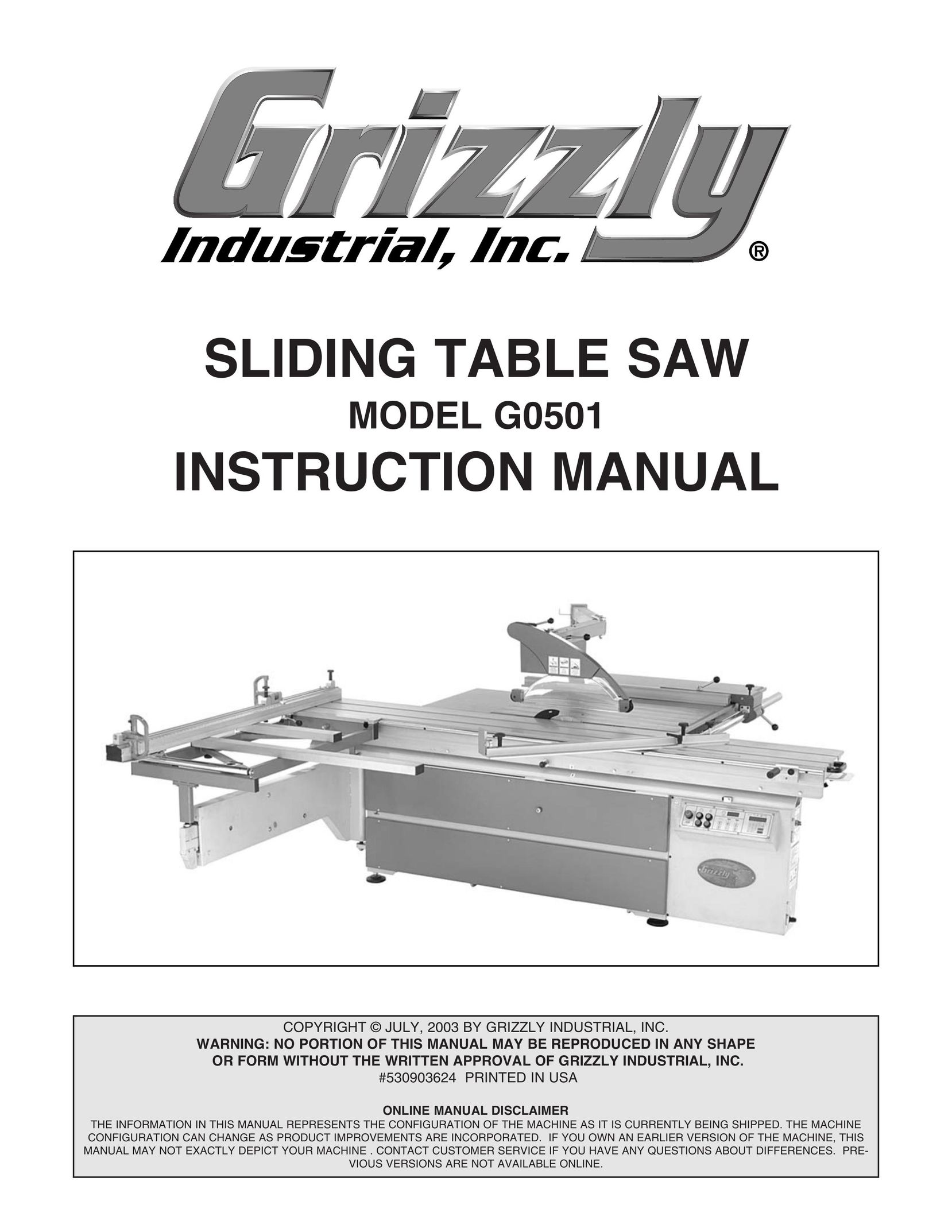 Grizzly G0501 Saw User Manual