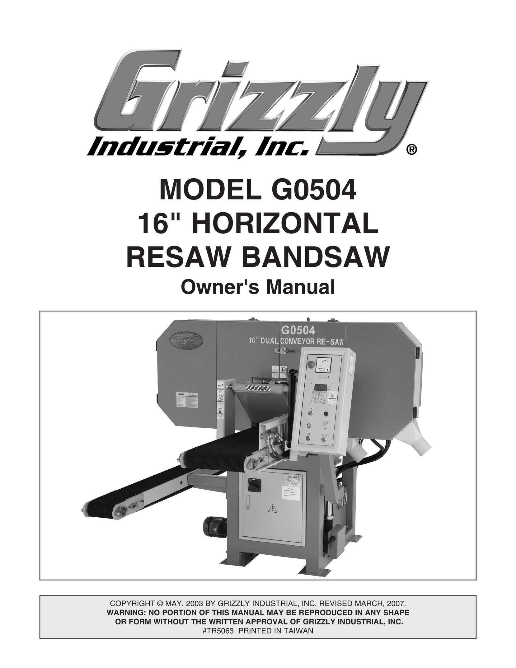 Grizzly G0504 Saw User Manual